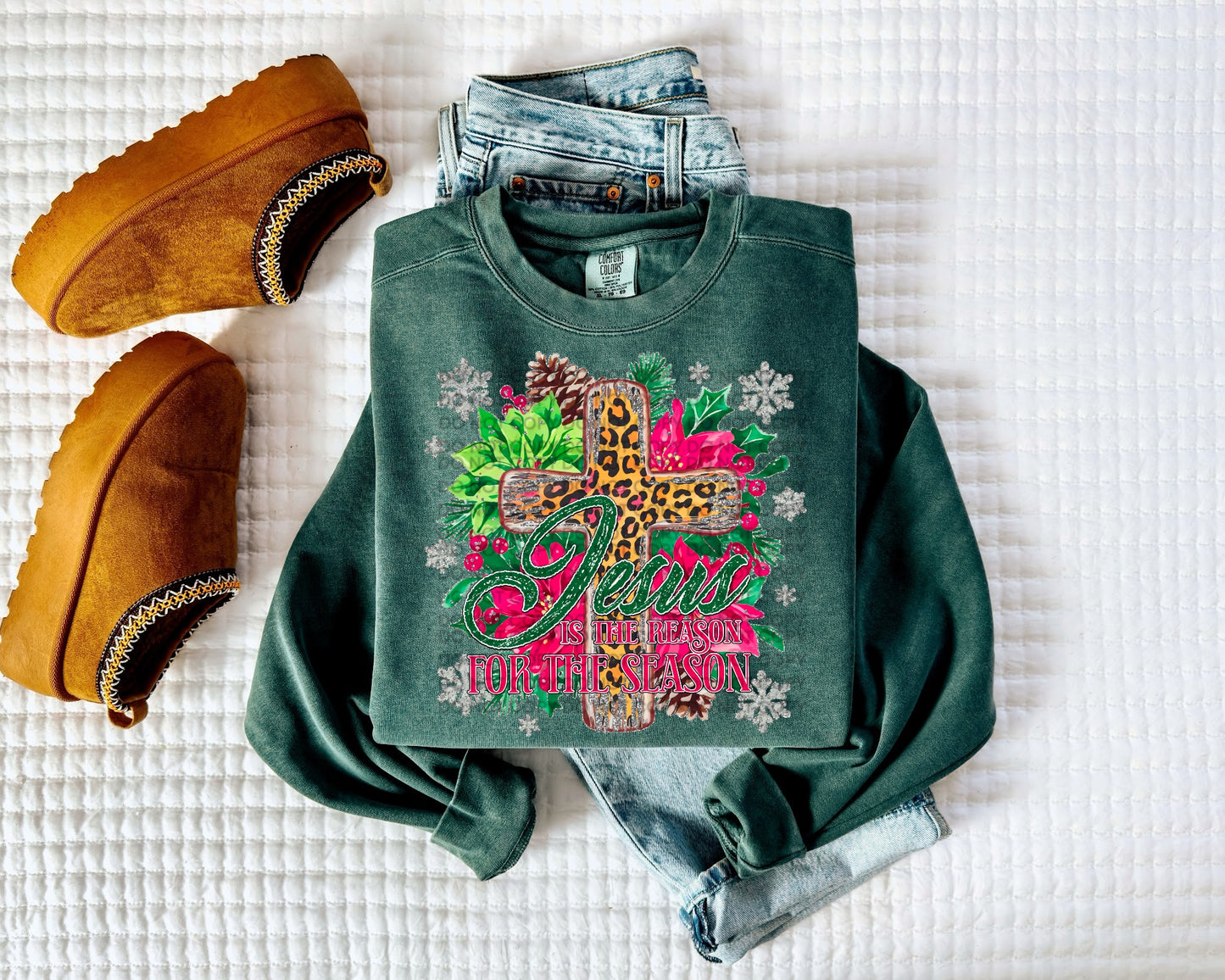 Cross Jesus is the Reason for the Season Heat Transfer Sublimation, Sublimation, DTF Direct to Film