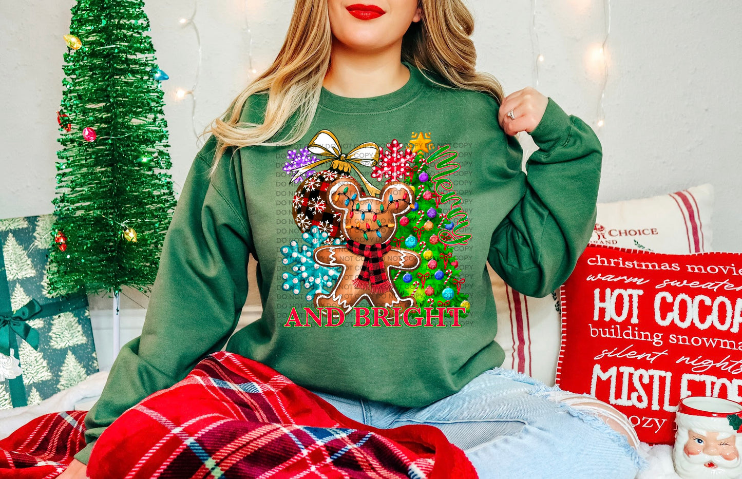 Merry and Bright (Boy Mouse) Heat Transfer Sublimation, Sublimation, DTF Direct to Film