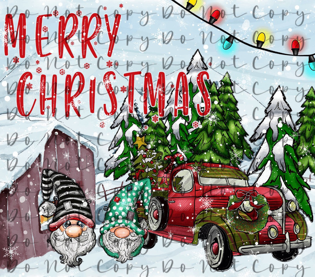 Merry Christmas Old Truck 20oz Straight Tumbler Sublimation Print