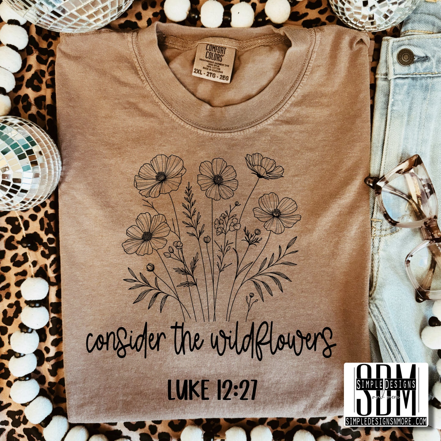 Consider the Wildflowers Like 12:27 (black) Heat Transfer Sublimation, Sublimation, DTF Direct to Film
