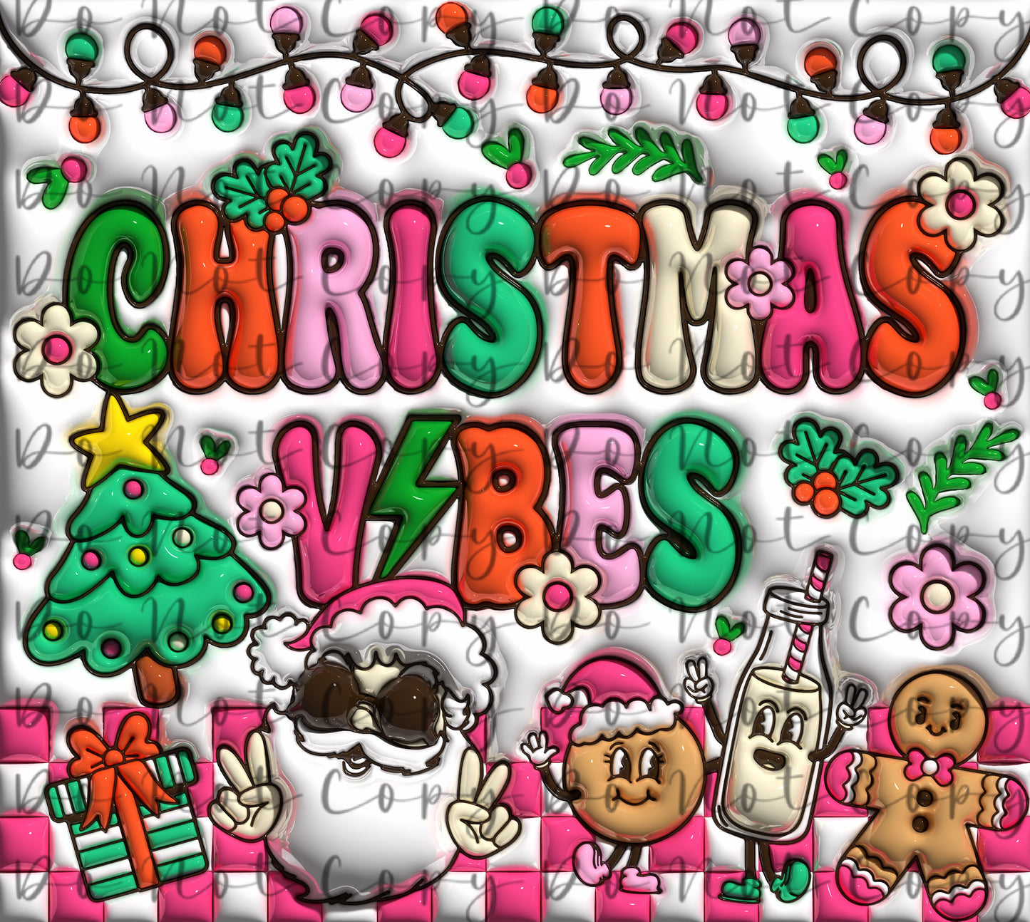 Christmas Vibes 20oz Straight Tumbler Sublimation Print