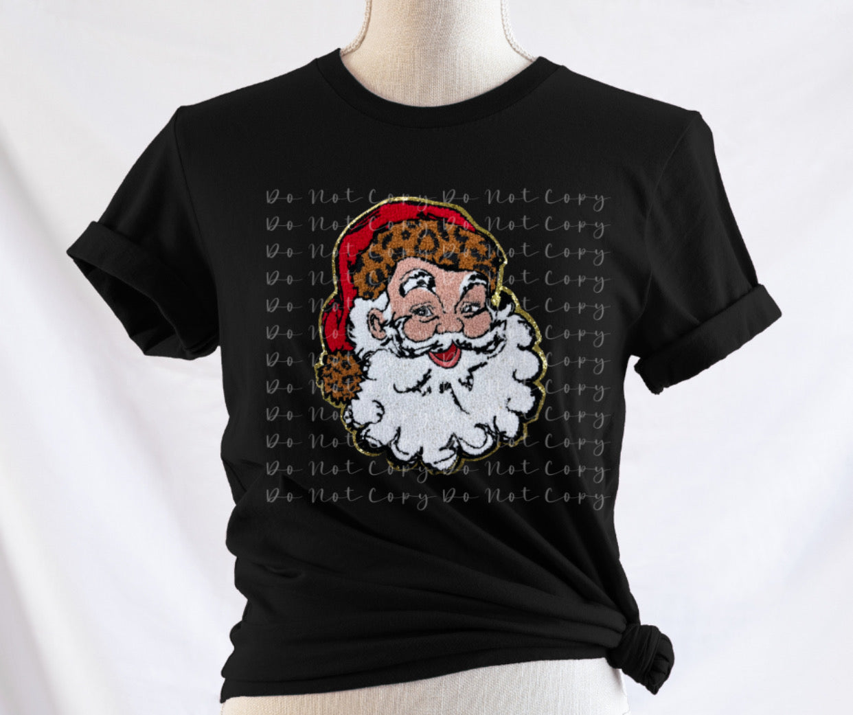 Leopard Santa Patch, Glitter, Embriodery, Sequin, Accents