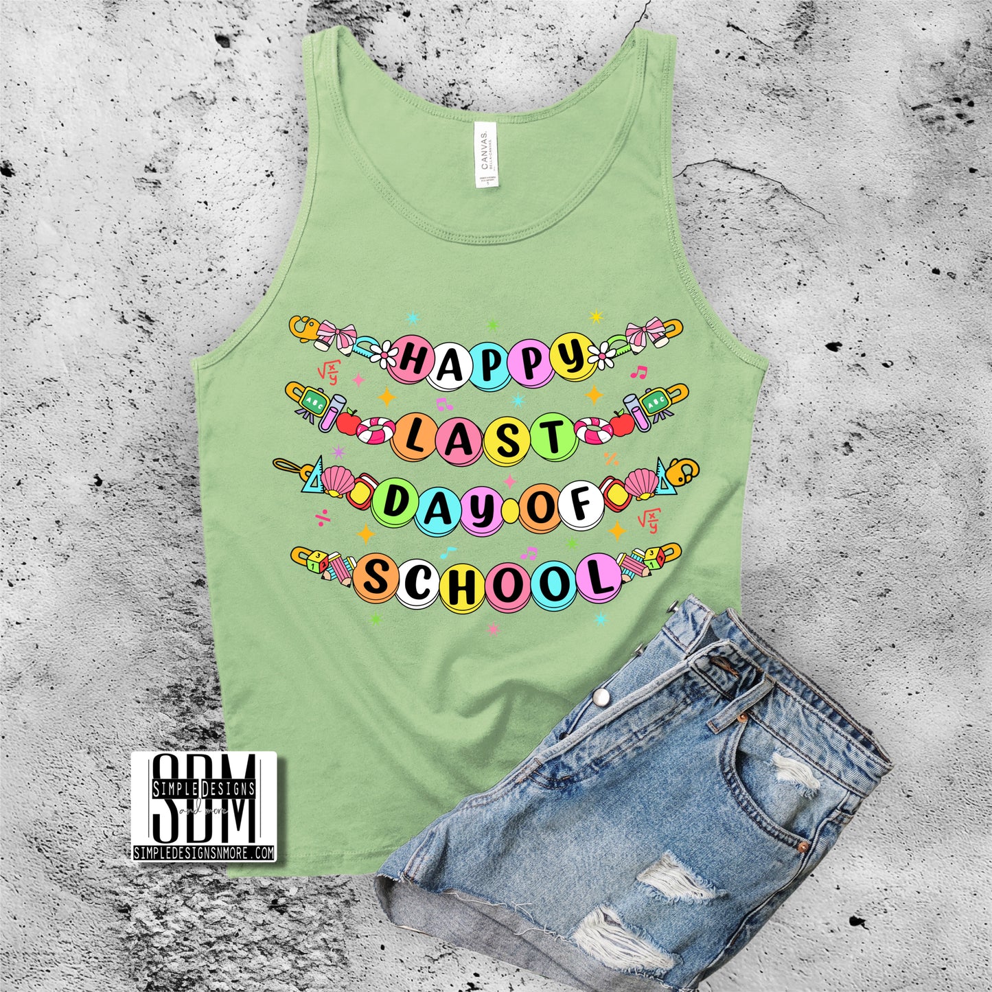 Happy Last Day of School Summer Heat Transfers, Sublimation, DTF Direct to Film Heat Transfer