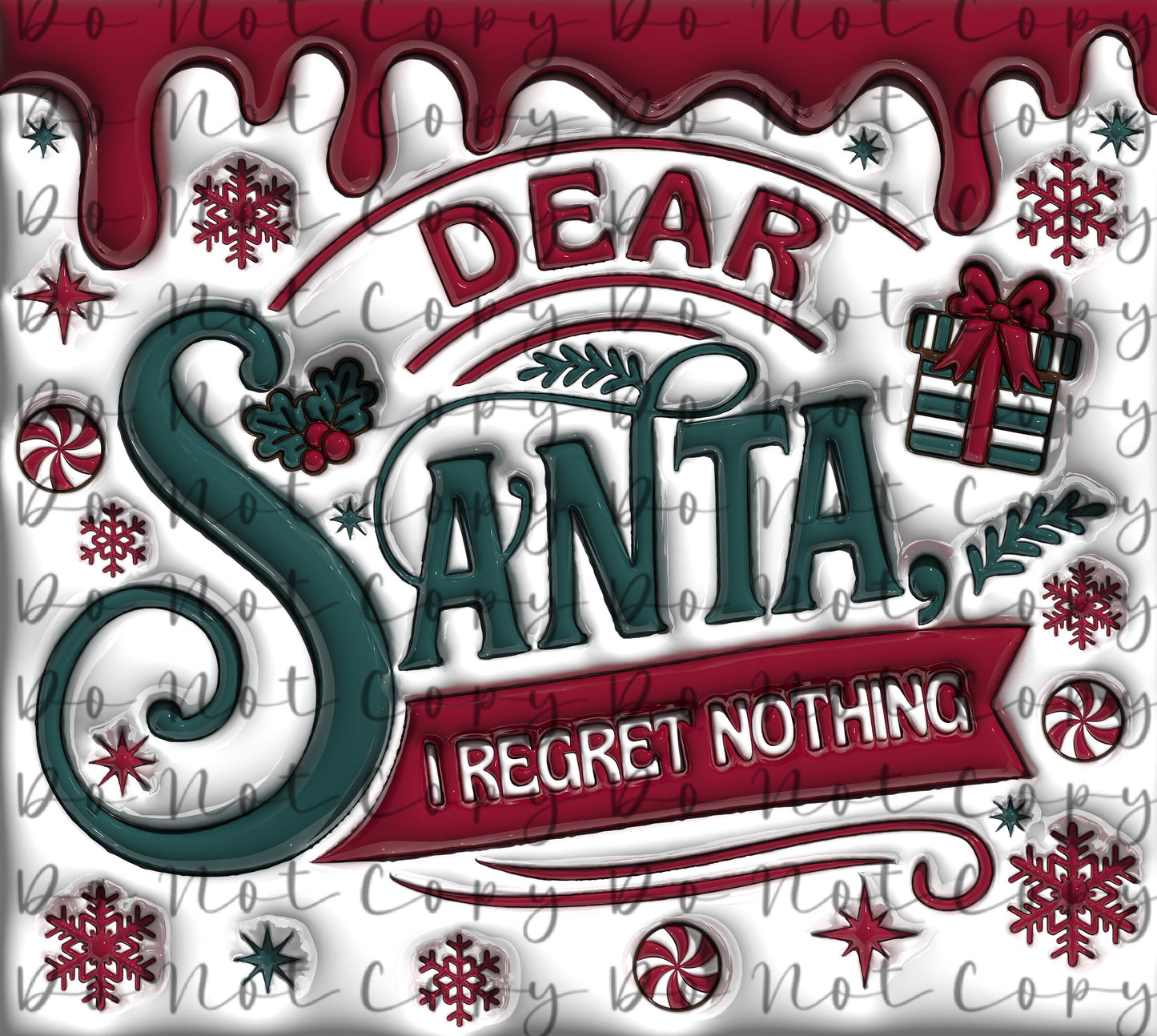 Dear Santa Christmas 20oz Straight Tumbler Sublimation Print