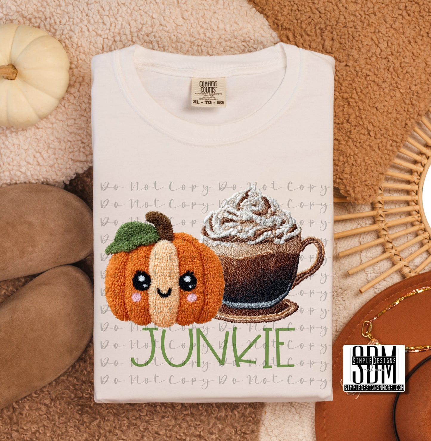 Pumpkin Spice Junkie (Faux Yarn) Heat Transfer Sublimation, Sublimation, DTF Direct to Film