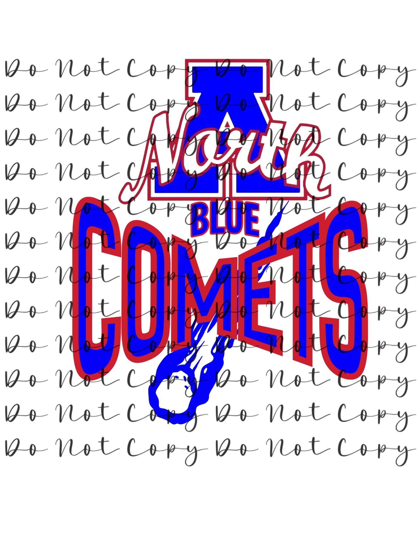 Donna North Blue Comets Yellow Blue Custom Sublimation, DTF Direct to Film