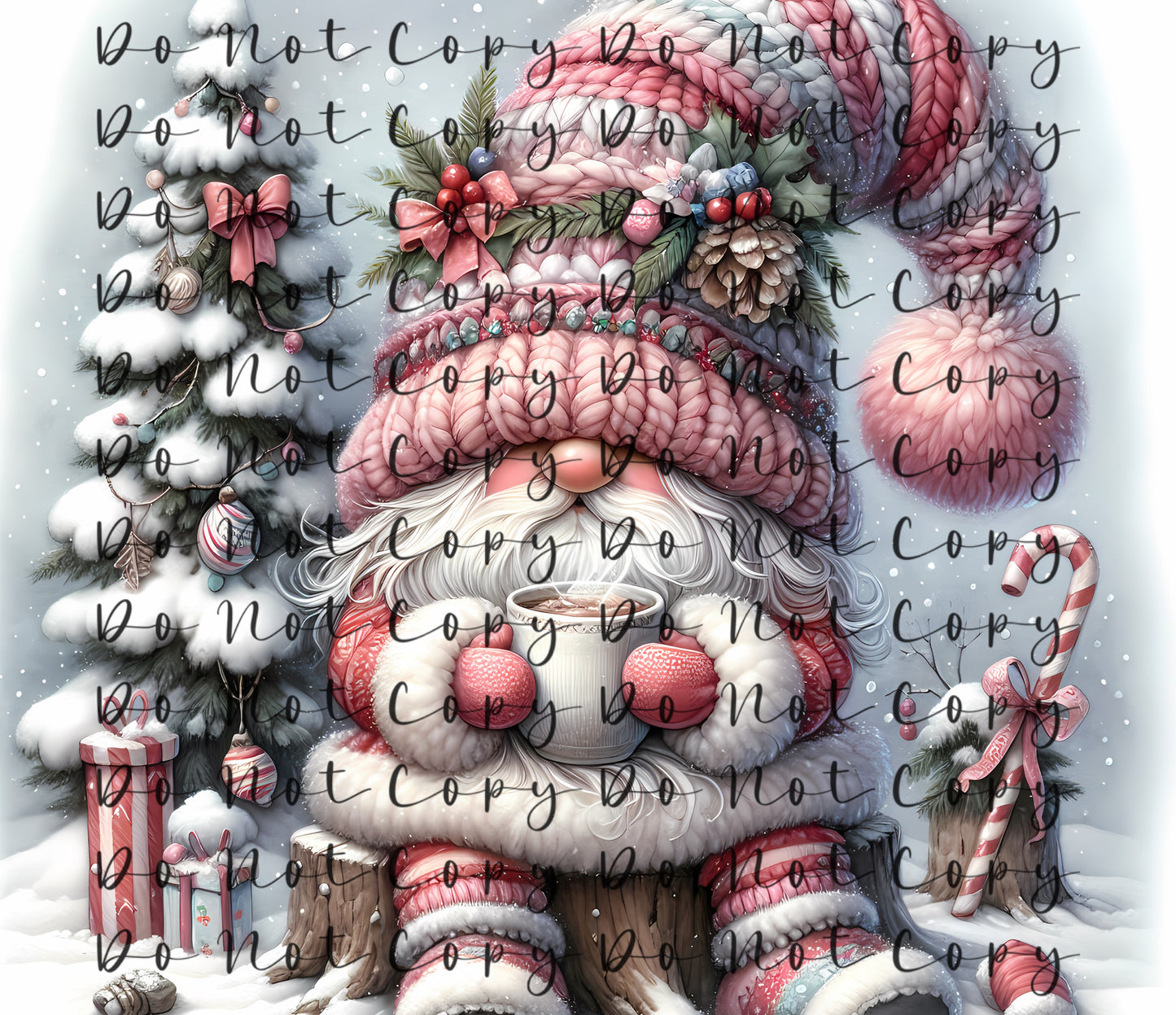 Winter Gnome (Pink) 20oz Straight Tumbler Sublimation Print