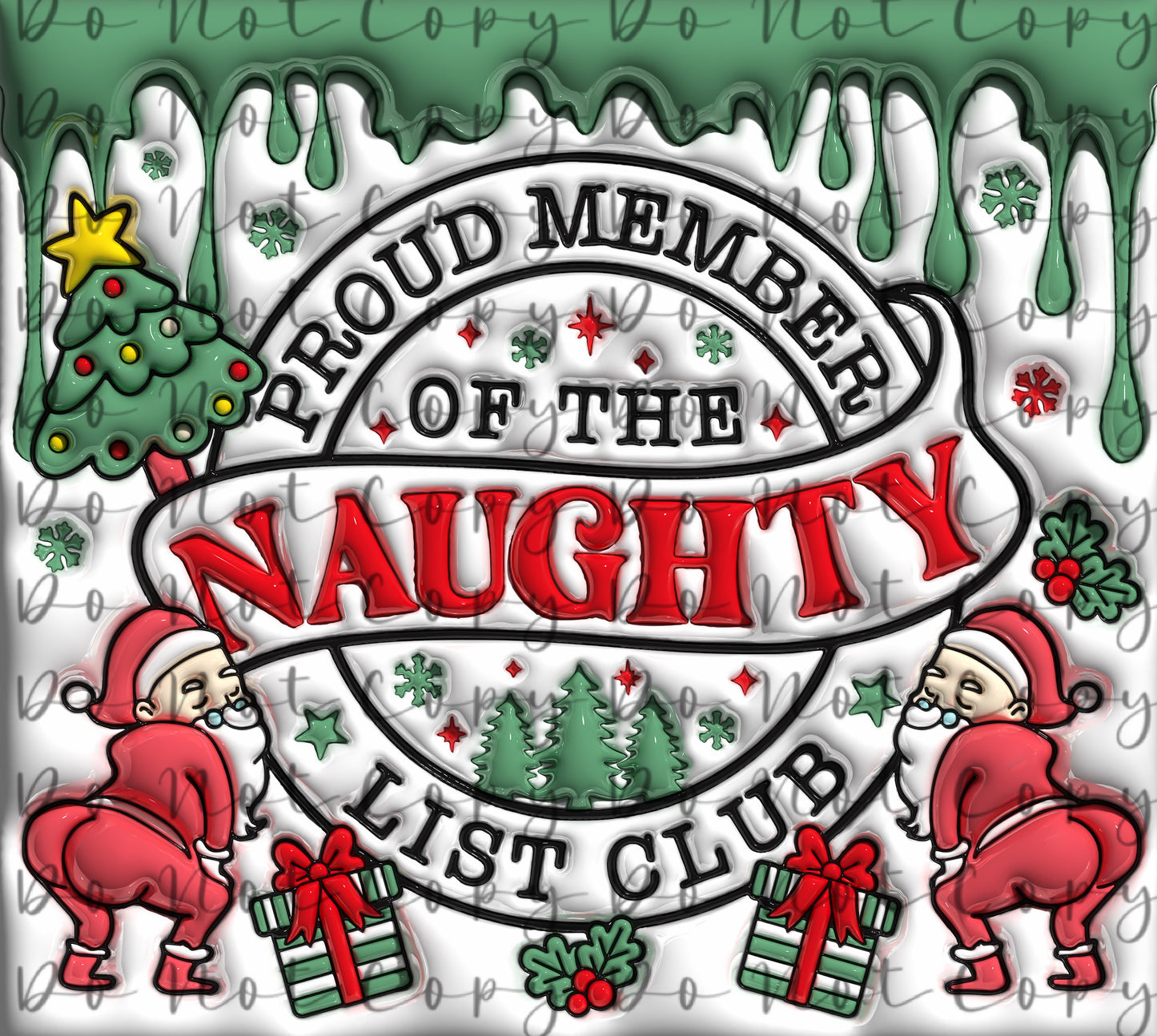 Naughty List Club Christmas 20oz Straight Tumbler Sublimation Print