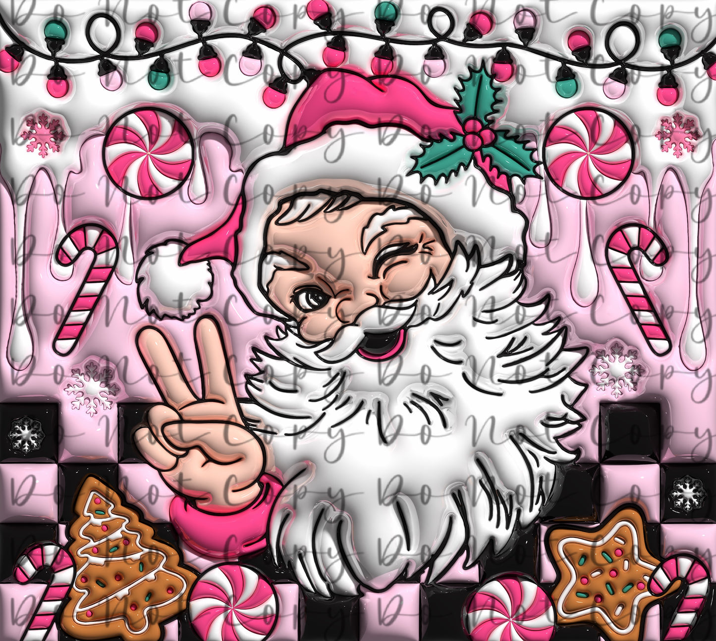 Pink Santa Christmas 20oz Straight Tumbler Sublimation Print