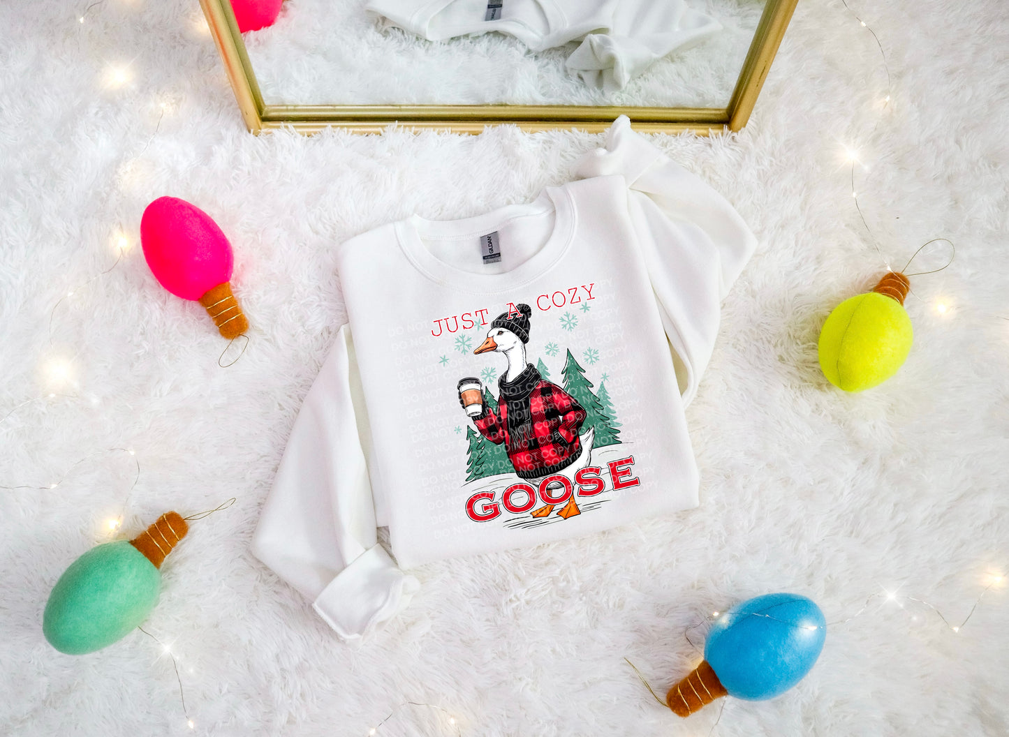 Just a Cozy Goose (Checkered Scarf) Heat Transfer Sublimation, Sublimation, DTF Direct to Film