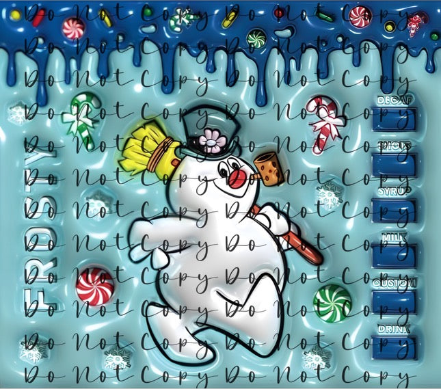 Frosty Snowman Blue 20oz Straight Tumbler Sublimation Print
