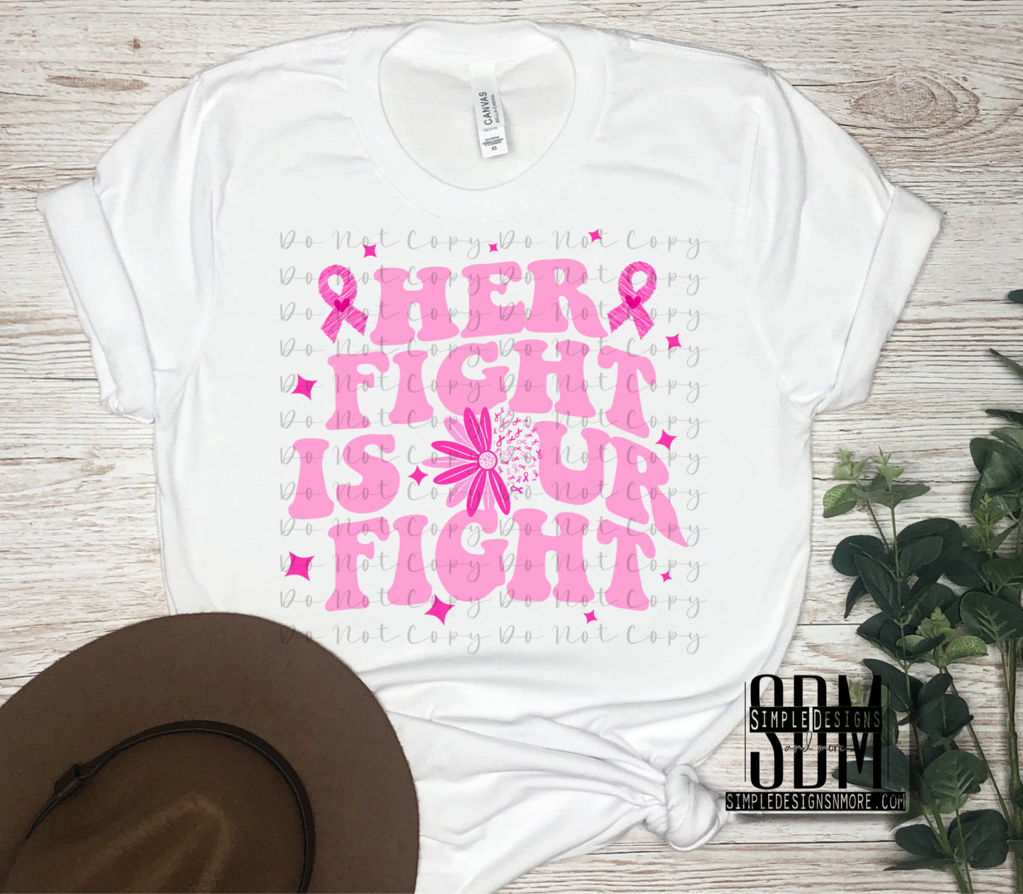 Her Fight is Our Fight Breast Cancer Awareness DTF Direct to Film Heat Transfer