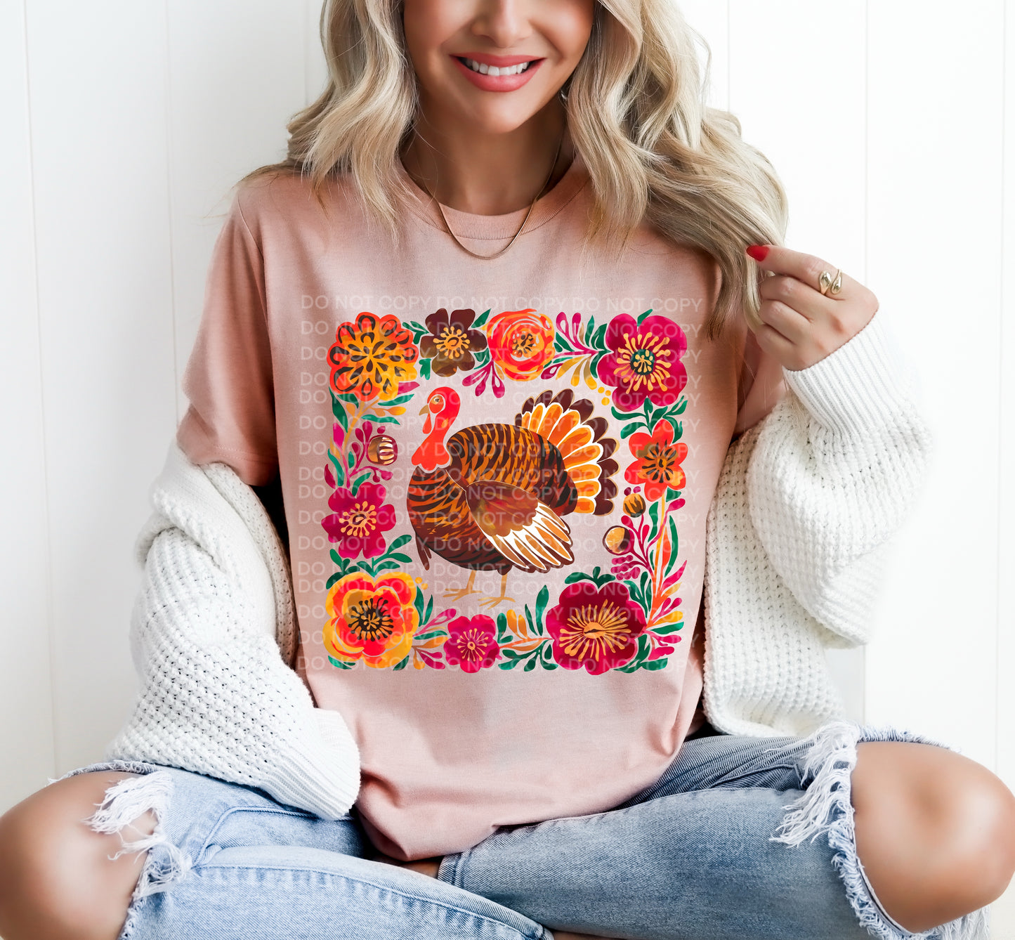 Turkey Floral Border Heat Transfer Sublimation, Sublimation, DTF Direct to Film