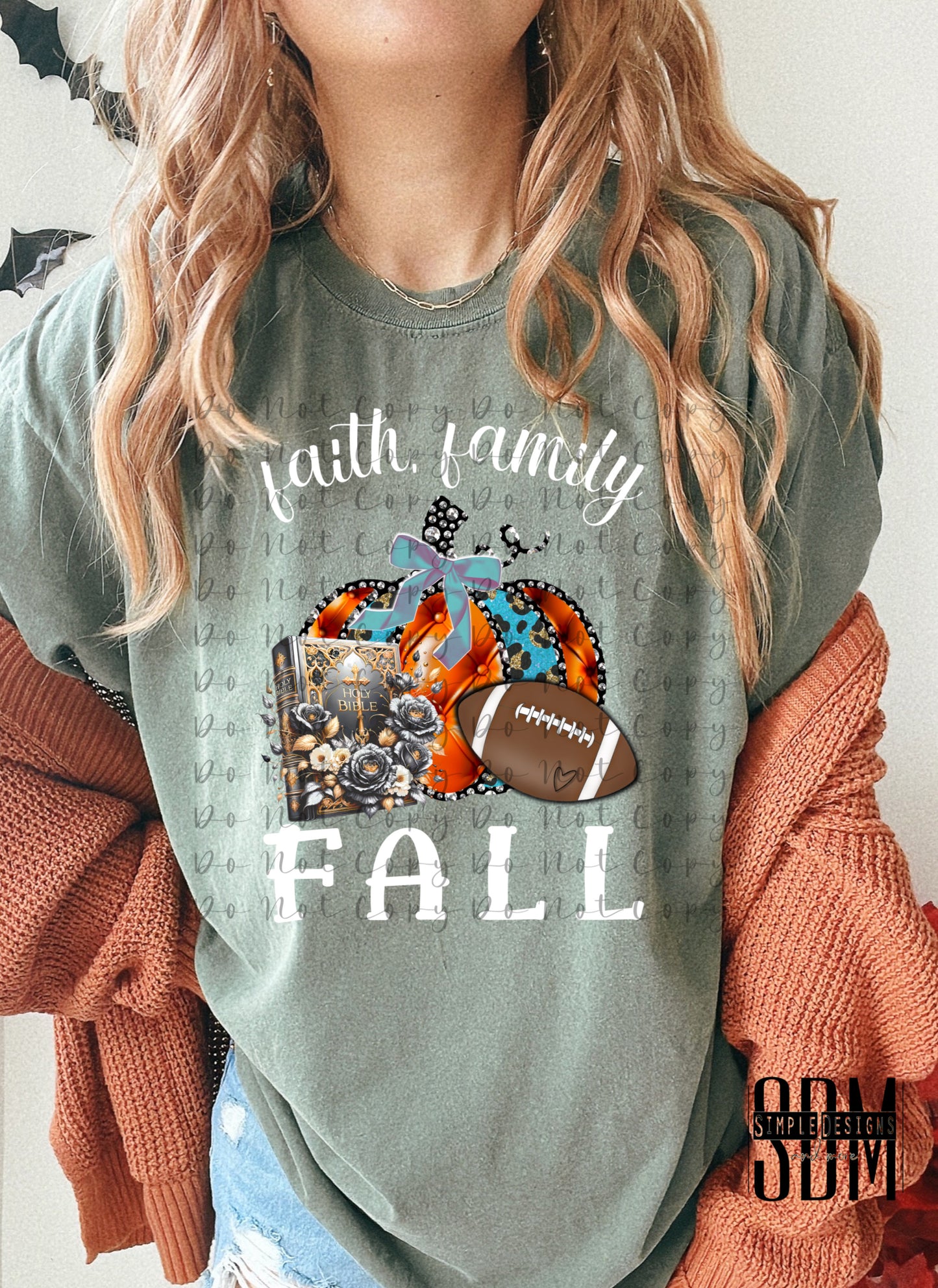 Faith, Family, Football White Lettering Heat Transfer DTF, Sublimation, DTF Direct to Film