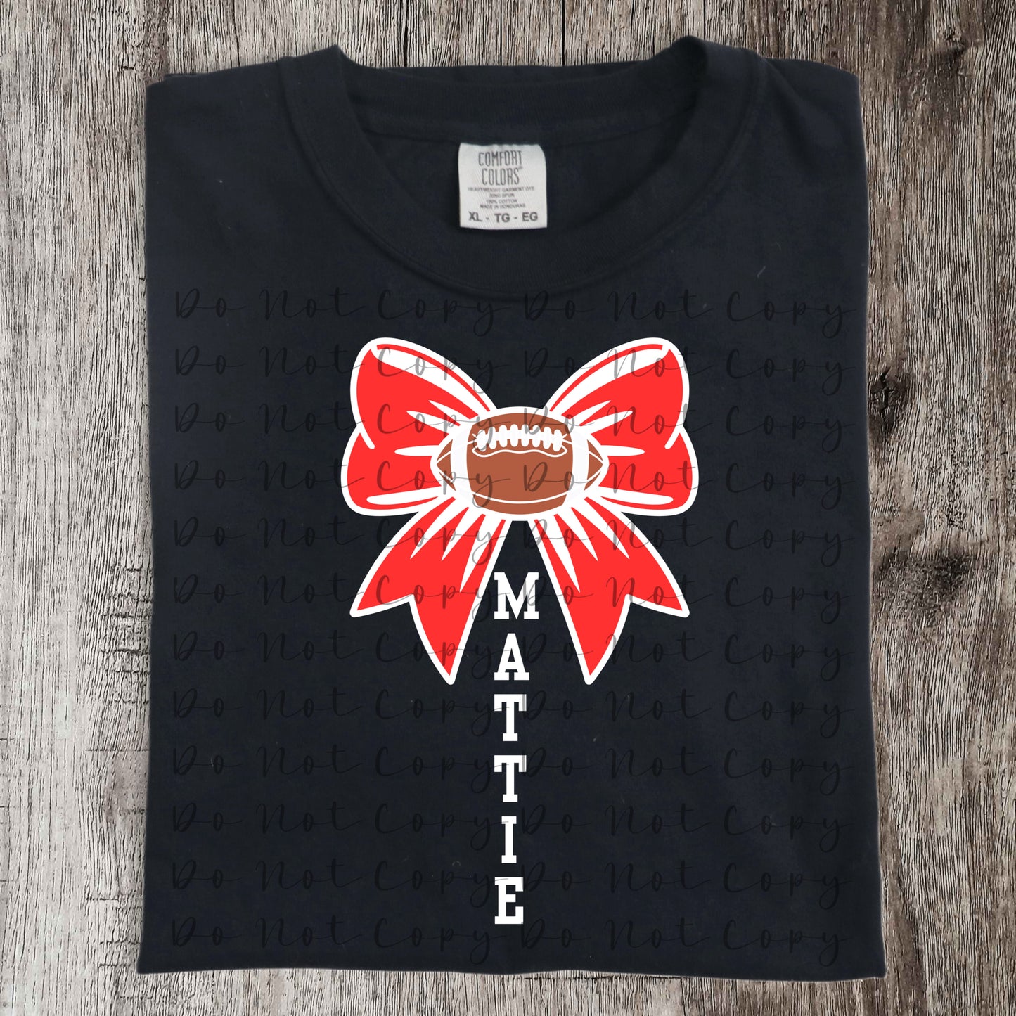 Mattie Football Cheer Bow Heat Transfer Sublimation, DTF Direct to Film