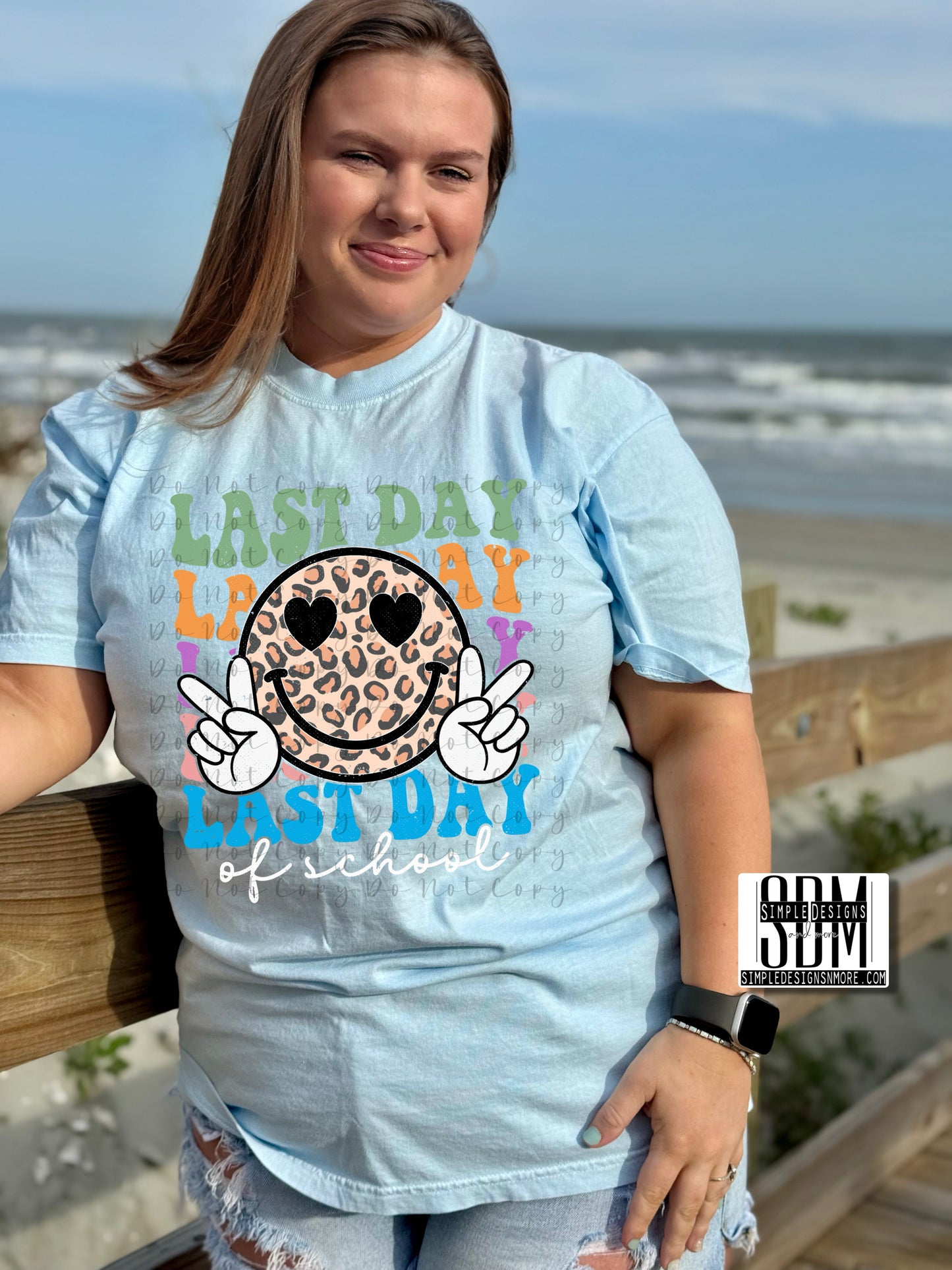 Last Day of School Smiley Leopard Summer Heat Transfers, Sublimation, DTF Direct to Film Heat Transfer
