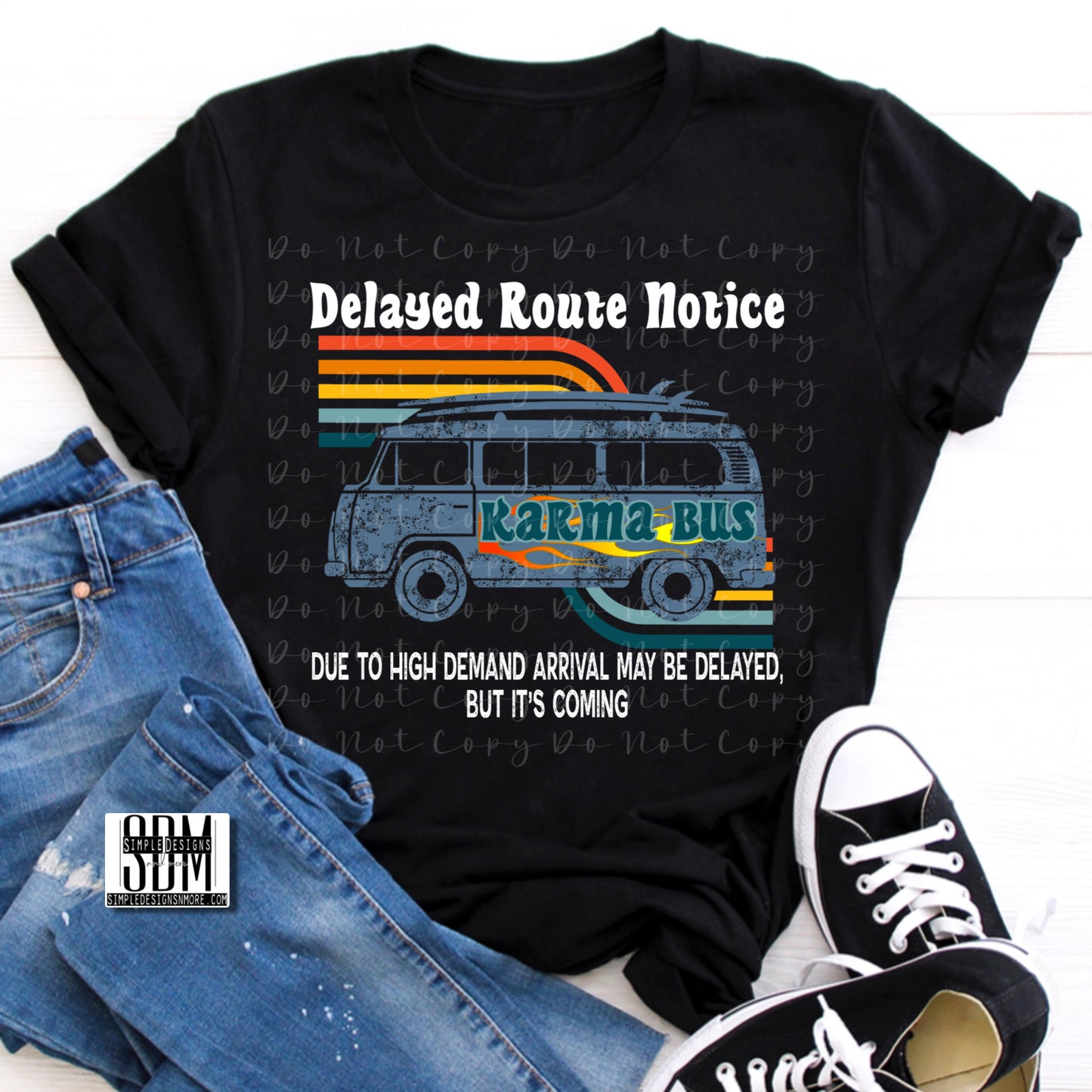 Delayed Route Notice Karma Bus Heat Transfers, Sublimation, DTF Direct to Film Heat Transfer