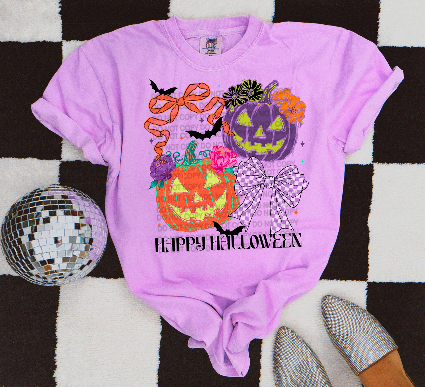 Happy Halloween Bows and Pumpkins Heat Transfer Sublimation, Sublimation, DTF Direct to Film