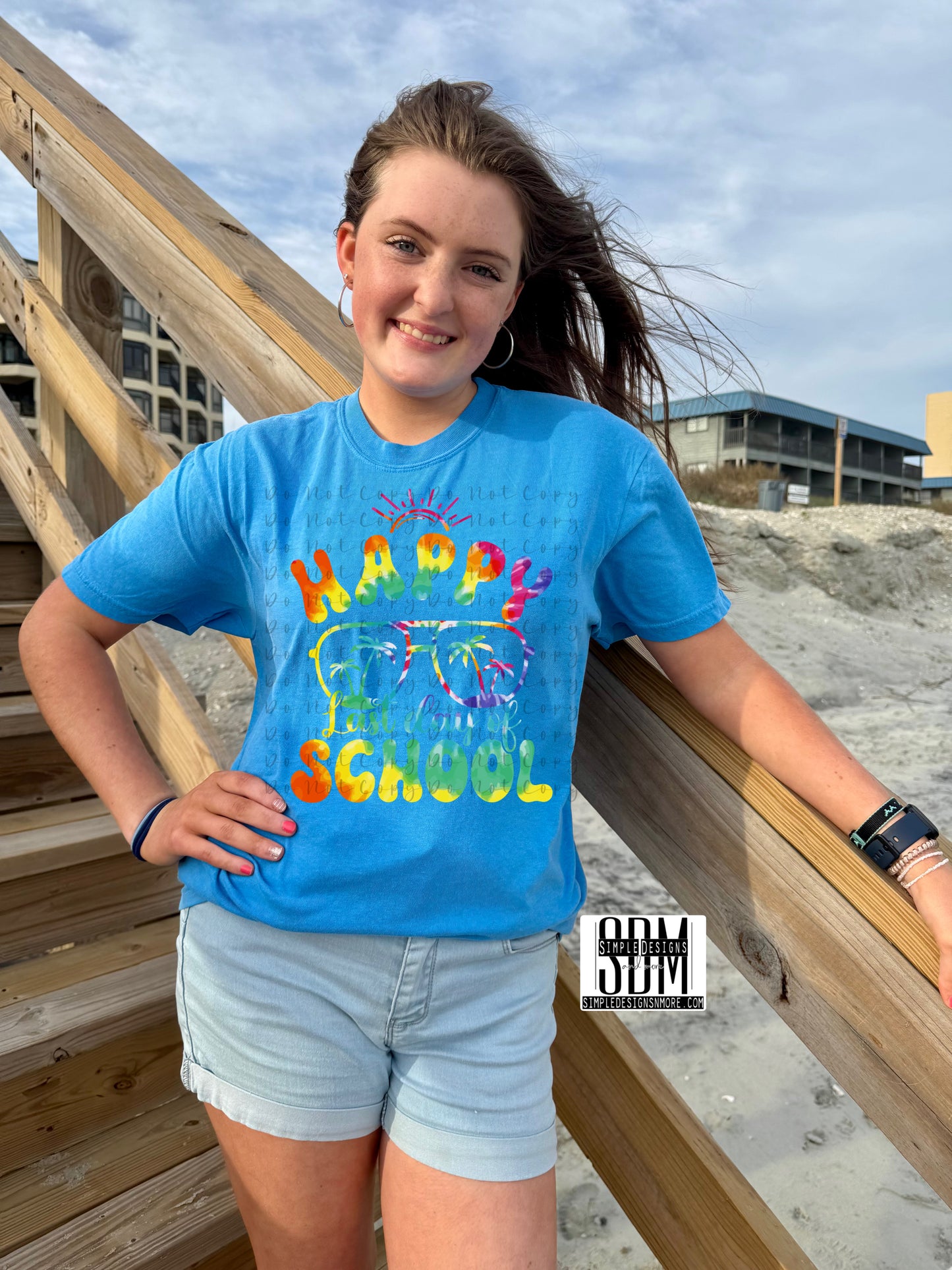 Sun With Glasses Tie Dye Happy Last Day of School Summer Heat Transfers, Sublimation, DTF Direct to Film Heat Transfer