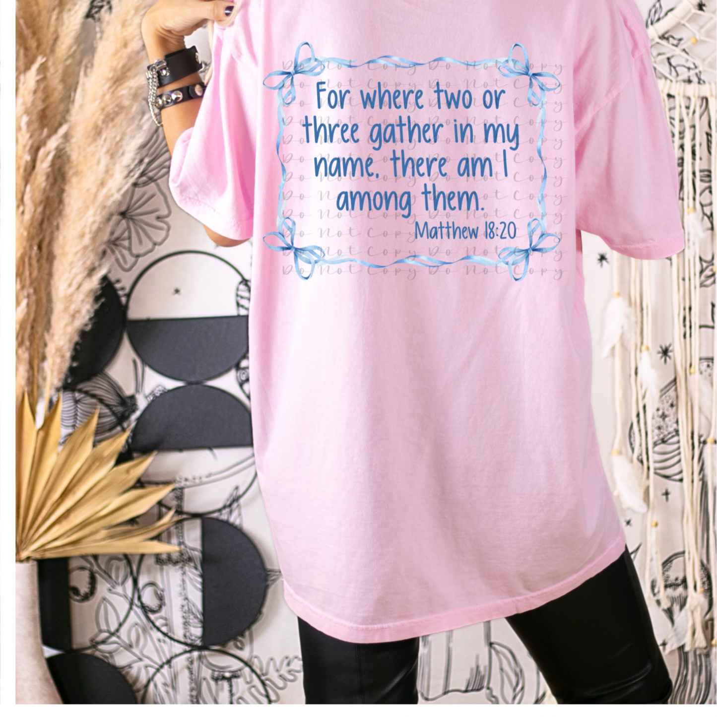 Matthew 18:20 Blue Bow Heat Transfer Sublimation, Sublimation, DTF Direct to Film