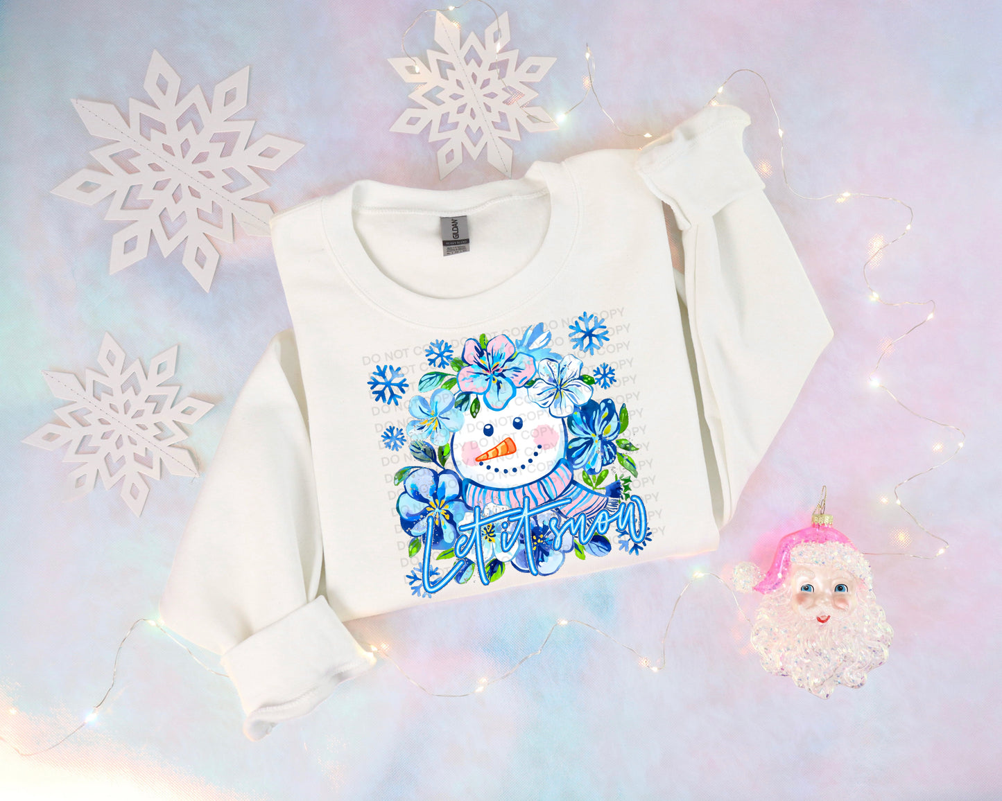 Let It Snow Floral (Blue) Heat Transfer Sublimation, Sublimation, DTF Direct to Film