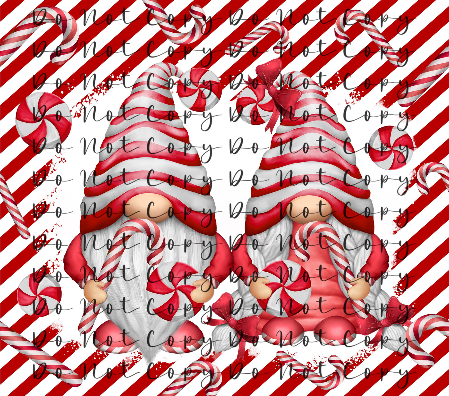 Candy Cane Gnomes 20oz Straight Tumbler Sublimation Print