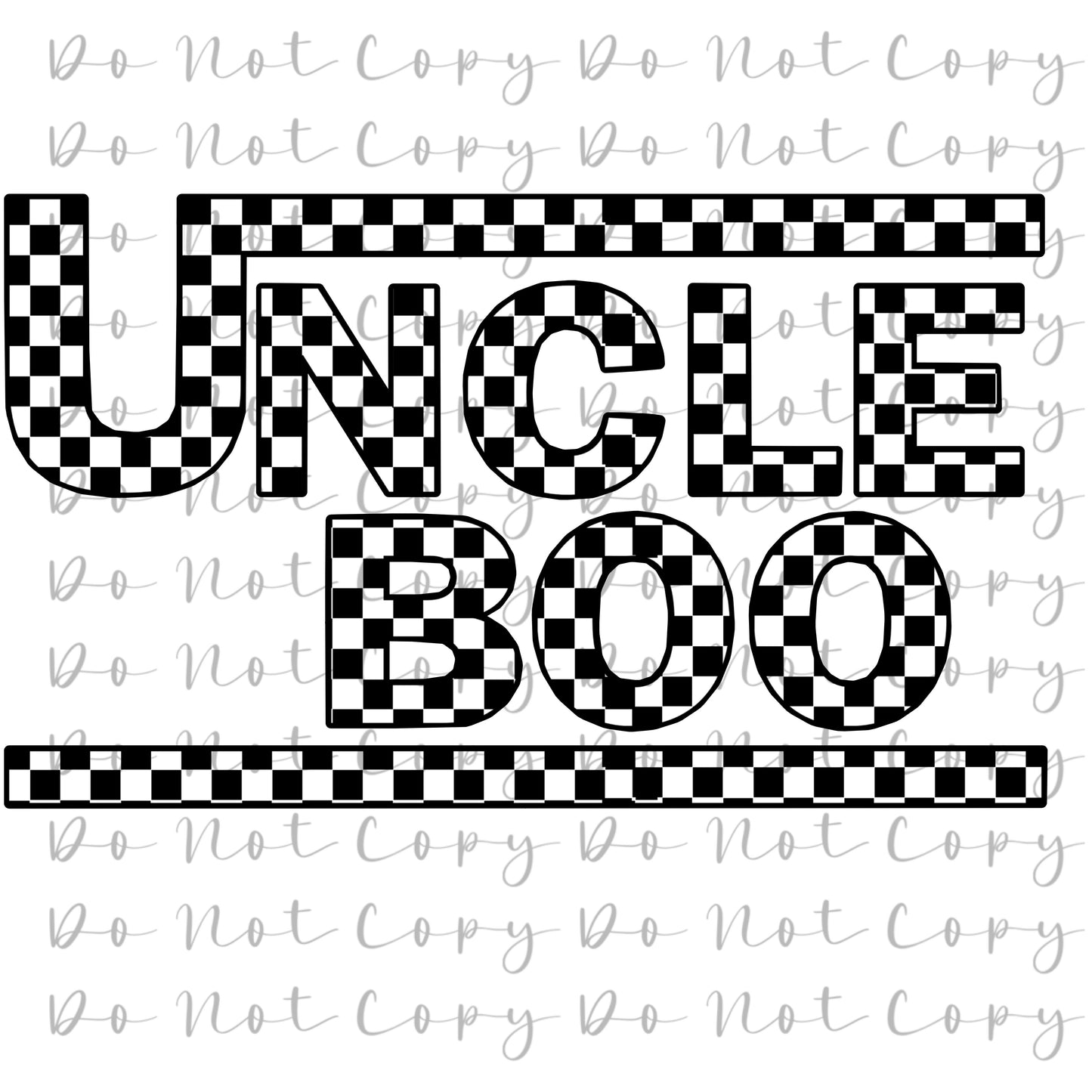 JHolman Checkered Uncle Boo Custom/Exclusive File Print Heat Transfer Sublimation, Sublimation, DTF Direct to Film