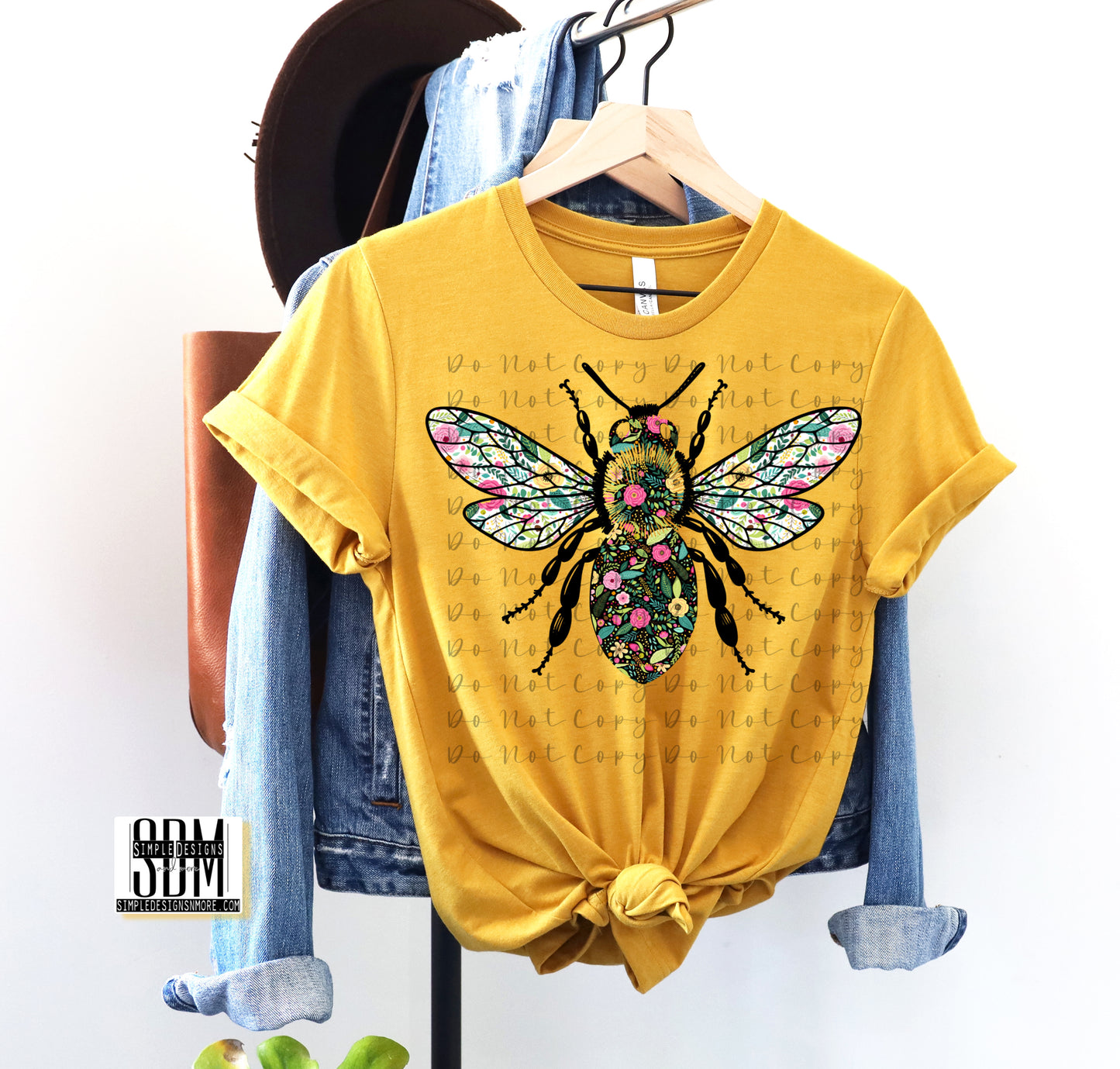 Floral Bee Happy Heat Transfer DTF, Sublimation, DTF Direct to Film