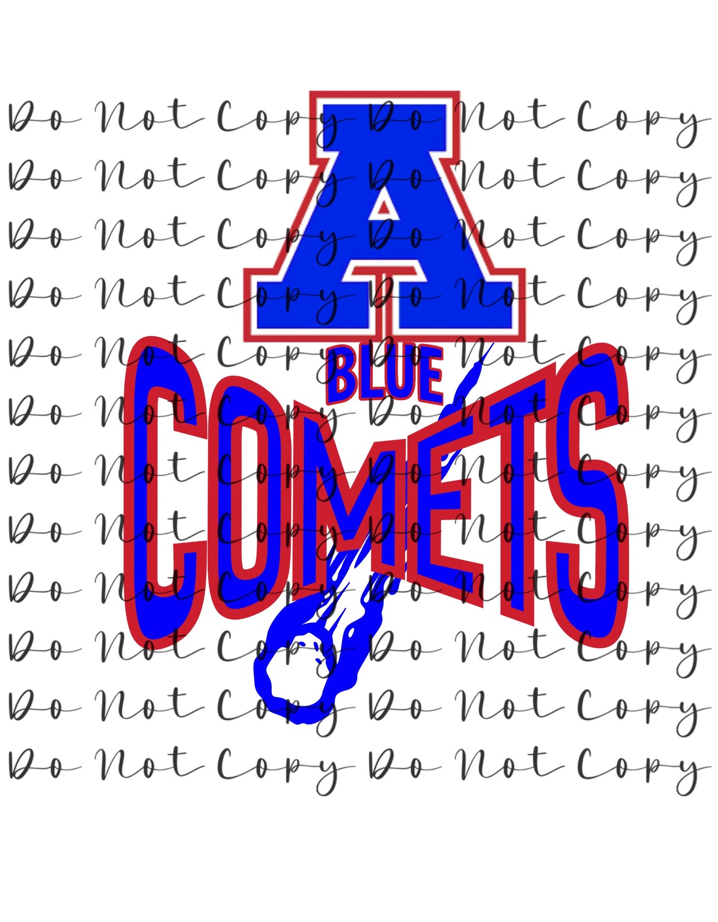 Donna Blue Comets Yellow Blue Custom Sublimation, DTF Direct to Film