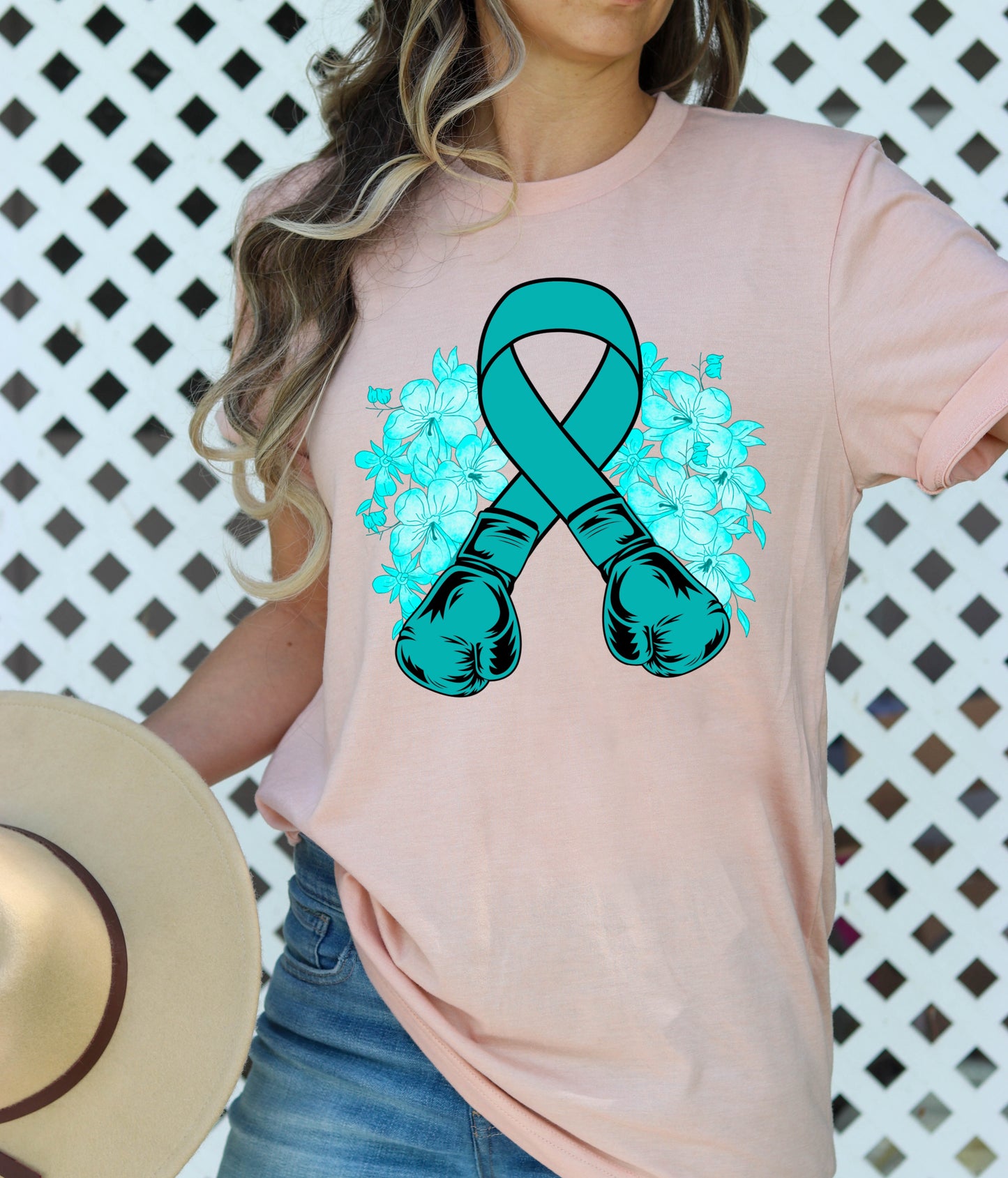 Floral Ovarian Cancer Awareness Heat Transfers, Sublimation, DTF Direct to Film Heat Transfer