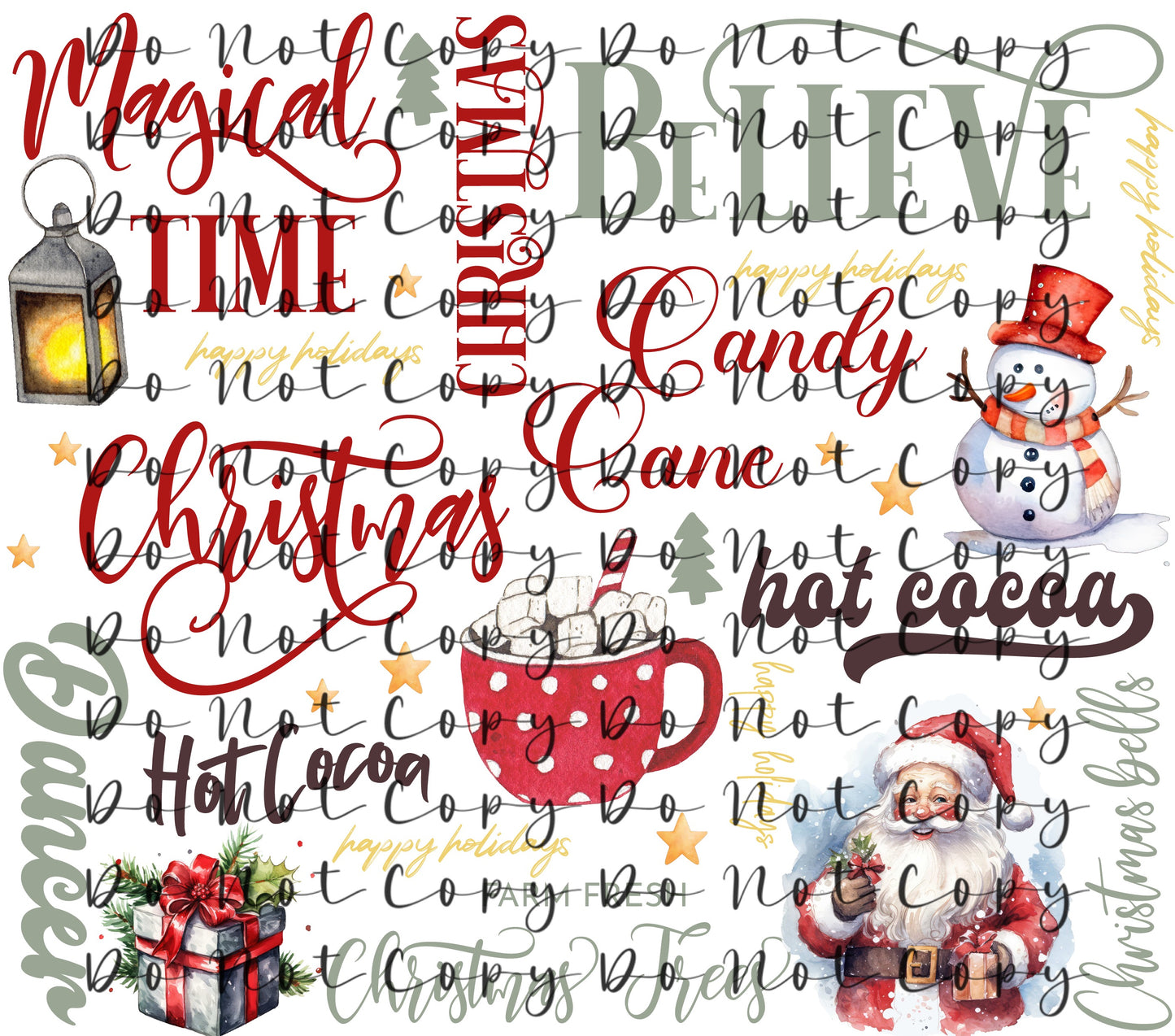 Christmas Typography 20oz Straight Tumbler Sublimation Print