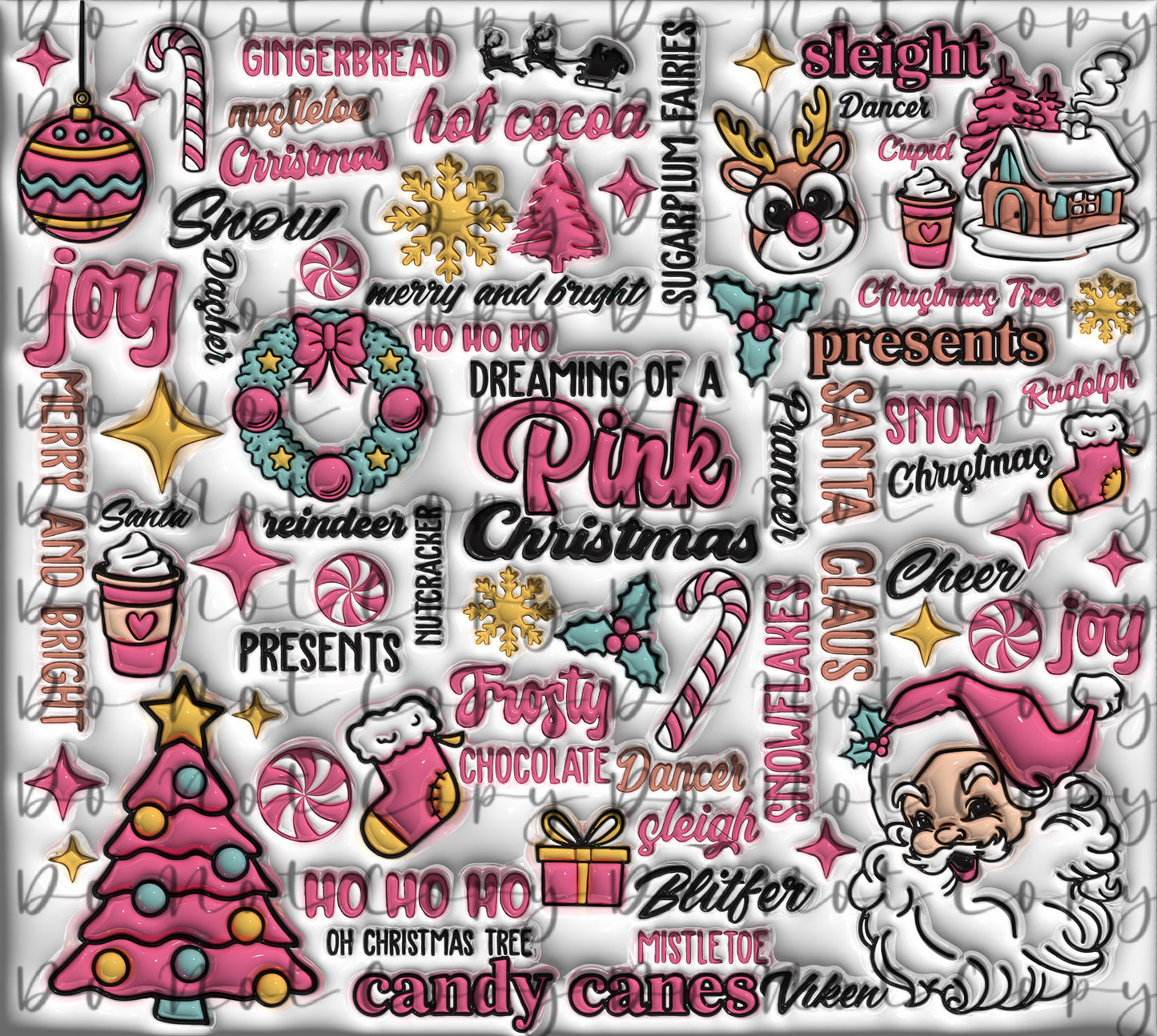Pink Christmas 20oz Straight Tumbler Sublimation Print