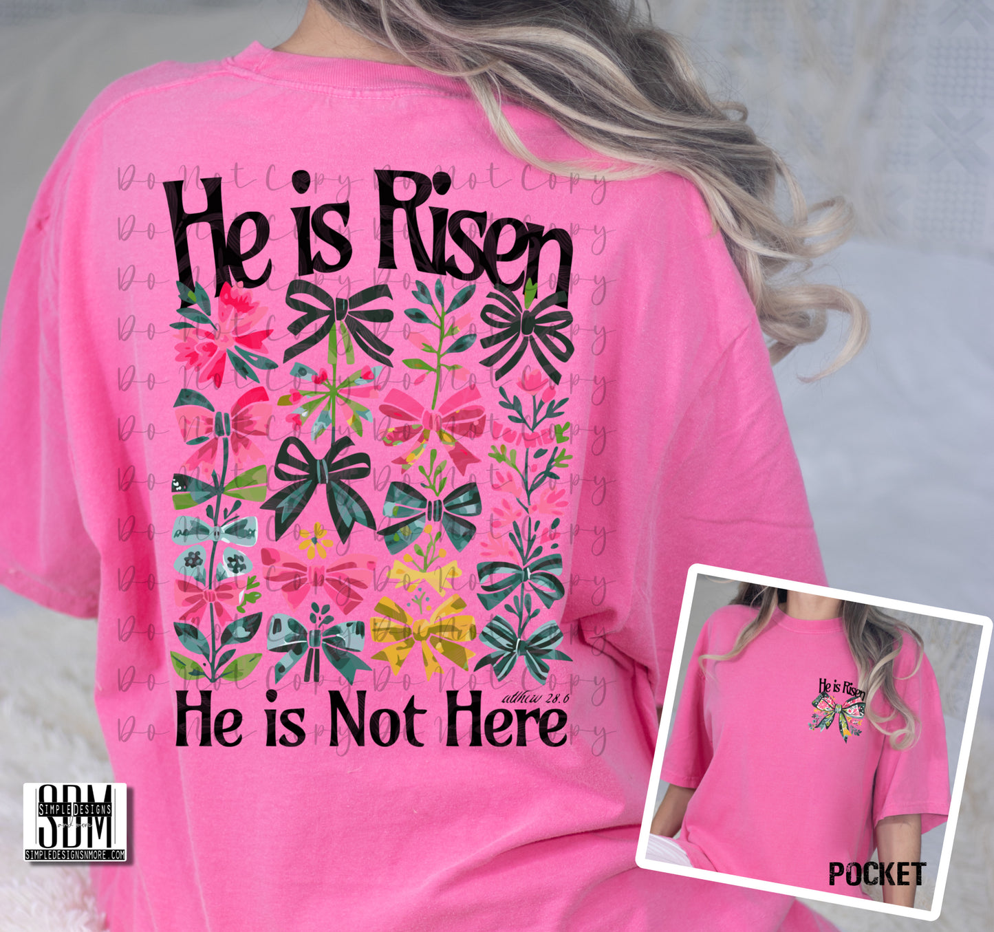 He is Risen Floral Bows Heat Transfer Sublimation, Sublimation, DTF Direct to Film