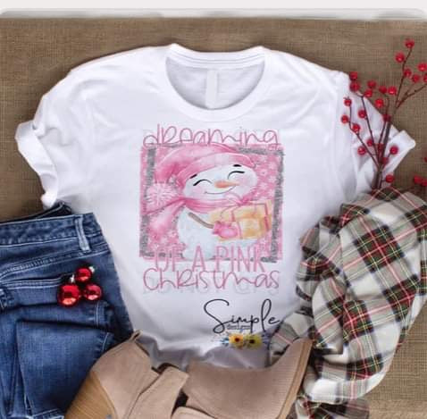 Dreaming of a Pink Christmas Heat Transfer Sublimation, Sublimation, DTF Direct to Film