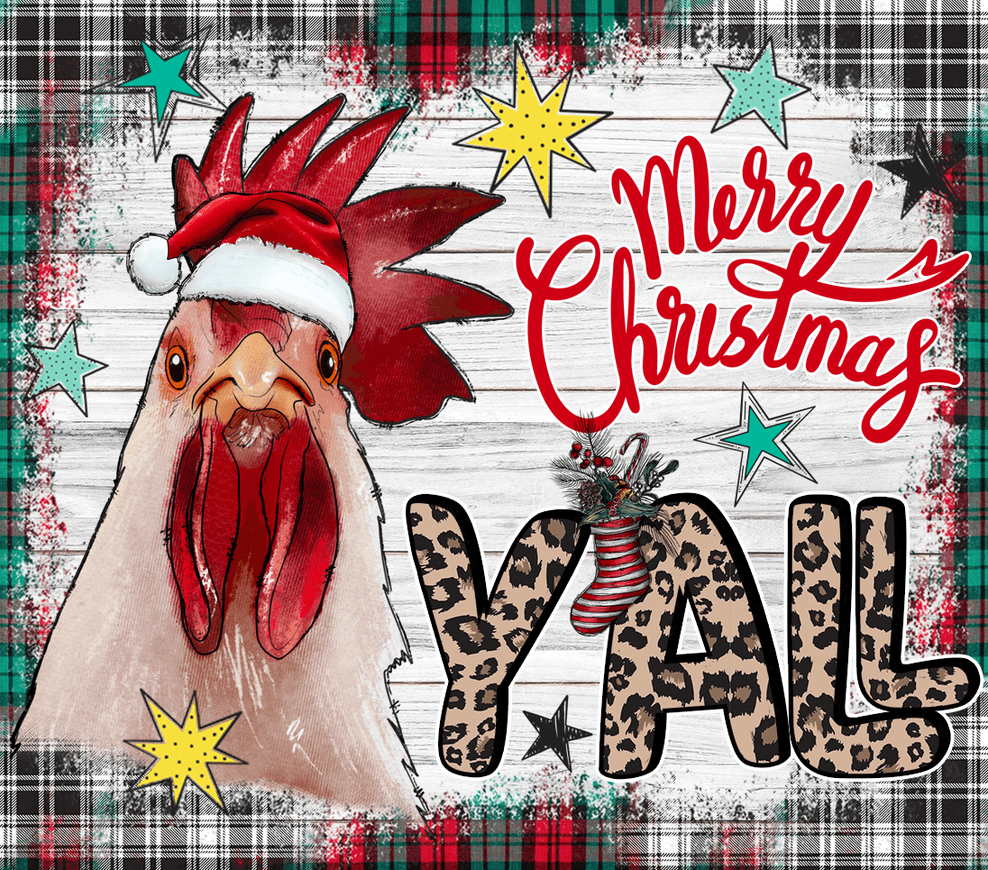 Merry Christmas Y’all (chicken)20oz Straight Tumbler Sublimation Print