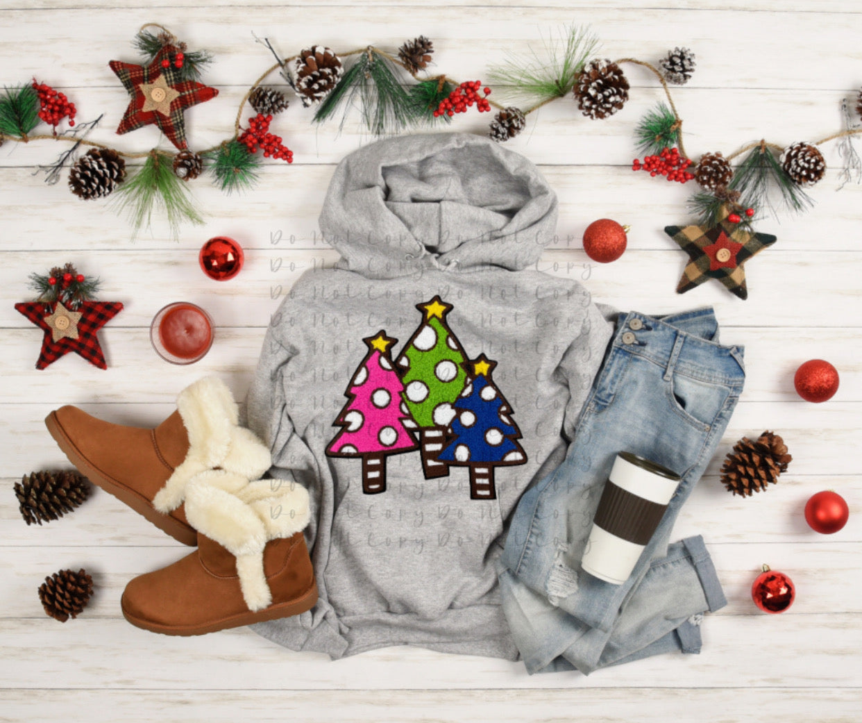 Whimsy Christmas Trees Patch, Glitter, Embriodery, Sequin, Accents