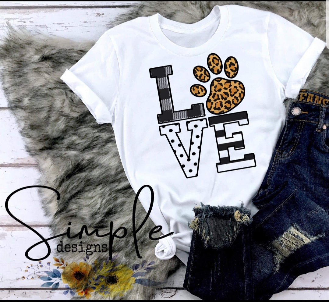LOVE Paw Print Custom Sublimation Heat Transfer Sheet