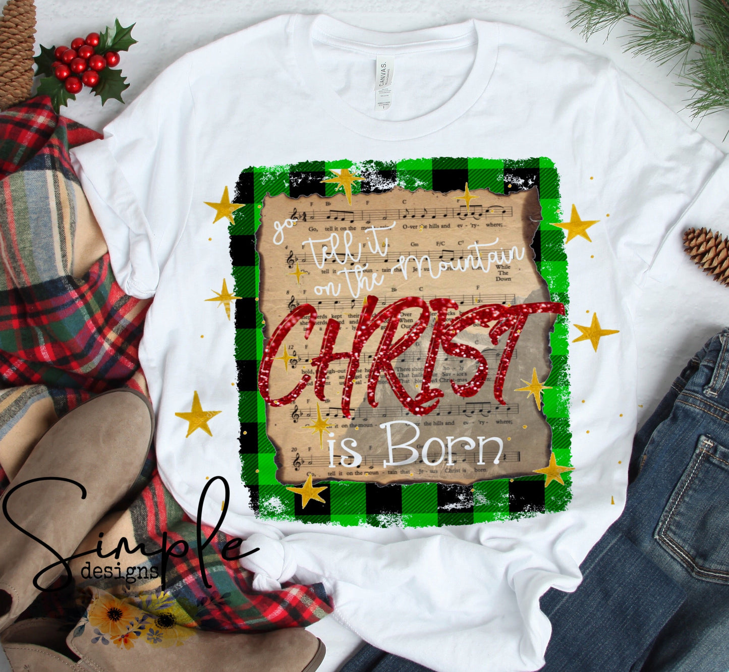 Go Tell It on the Mountain Christ is Born Sublimation Heat Transfer Sheet