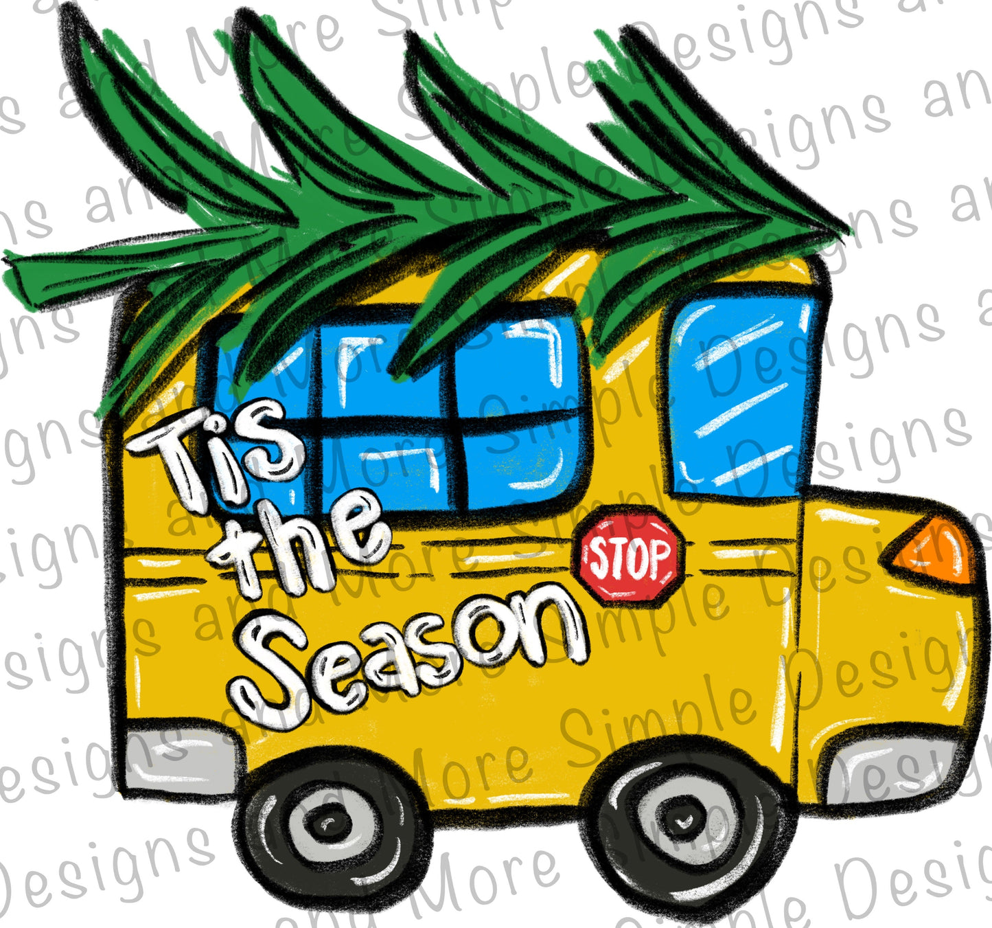 Tis the Season School Bus Sublimation Heat Transfer Sheet Temp
