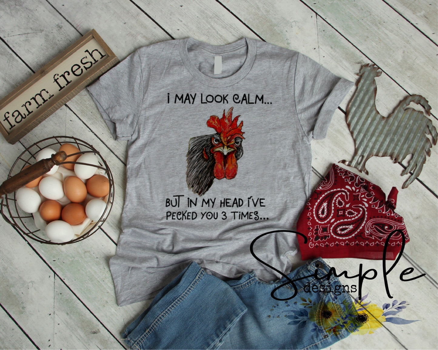 I May Seem Calm Rooster Sublimation Heat Transfer Sheets