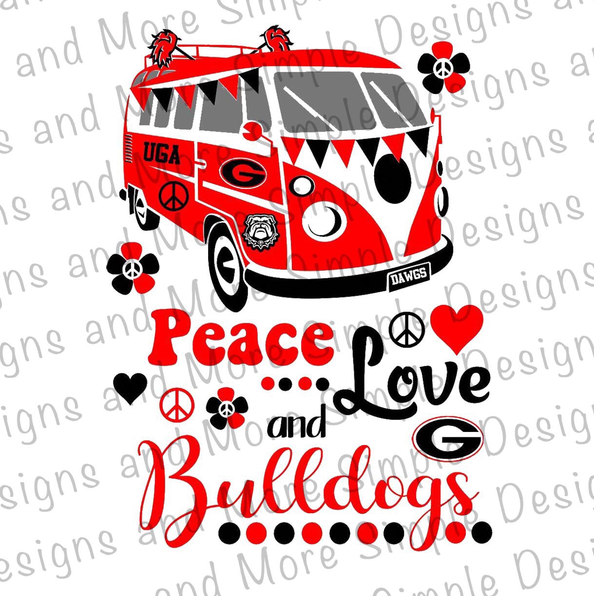 Peace Love and GA Bulldogs Sublimation Heat Transfer Sheet