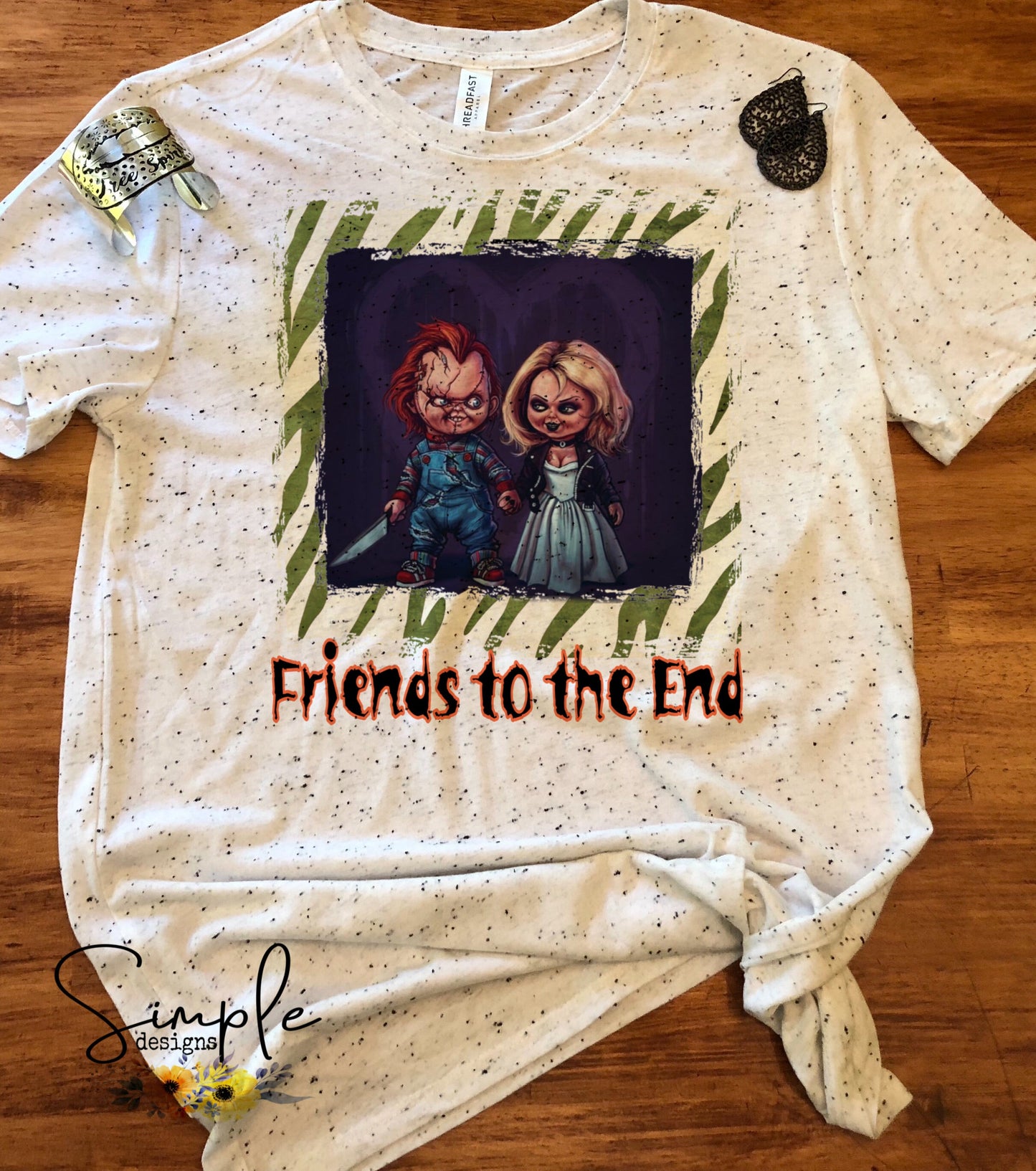 Green Animal Print Chucky Friends to the End Sublimation Heat Transfer Sheets