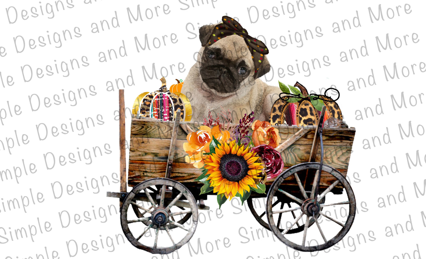 Pug in Wagon Sublimation Heat Transfer Sheet