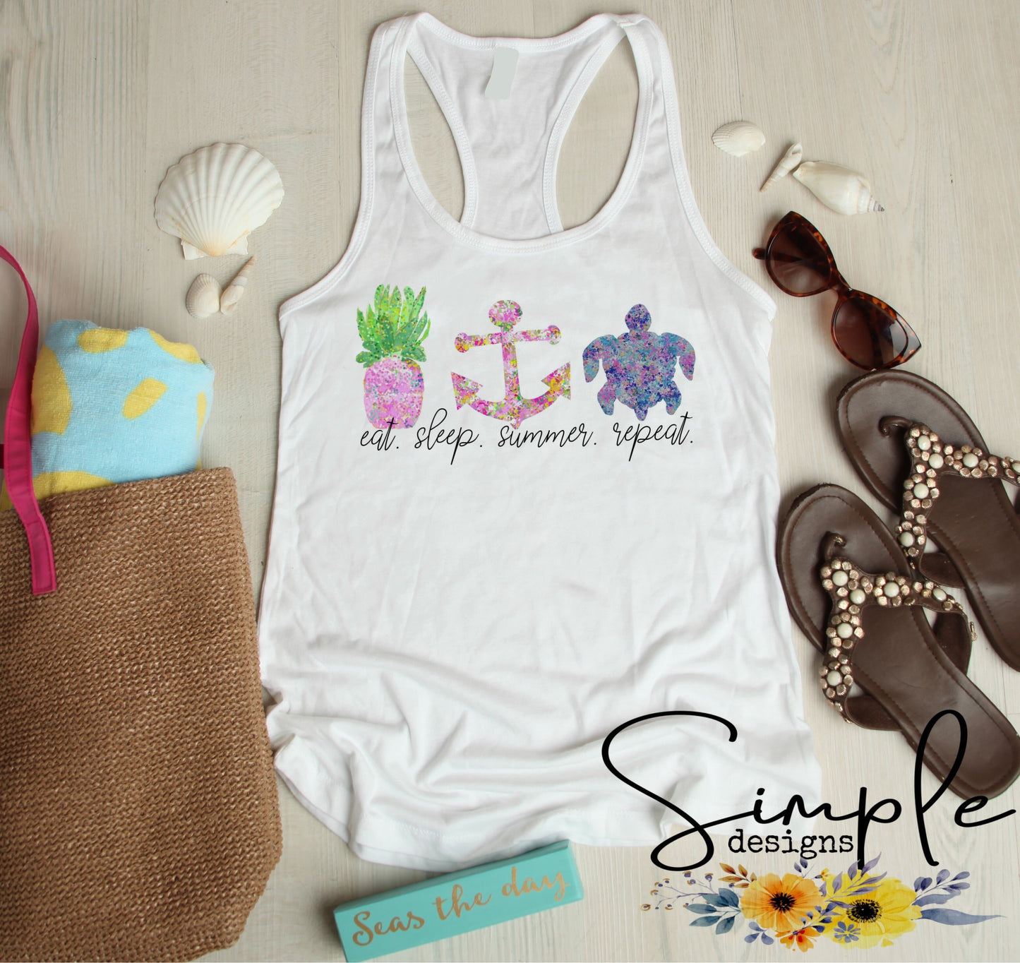 Eat Sleep Summer Repeat Sublimation Heat Transfer Sheets