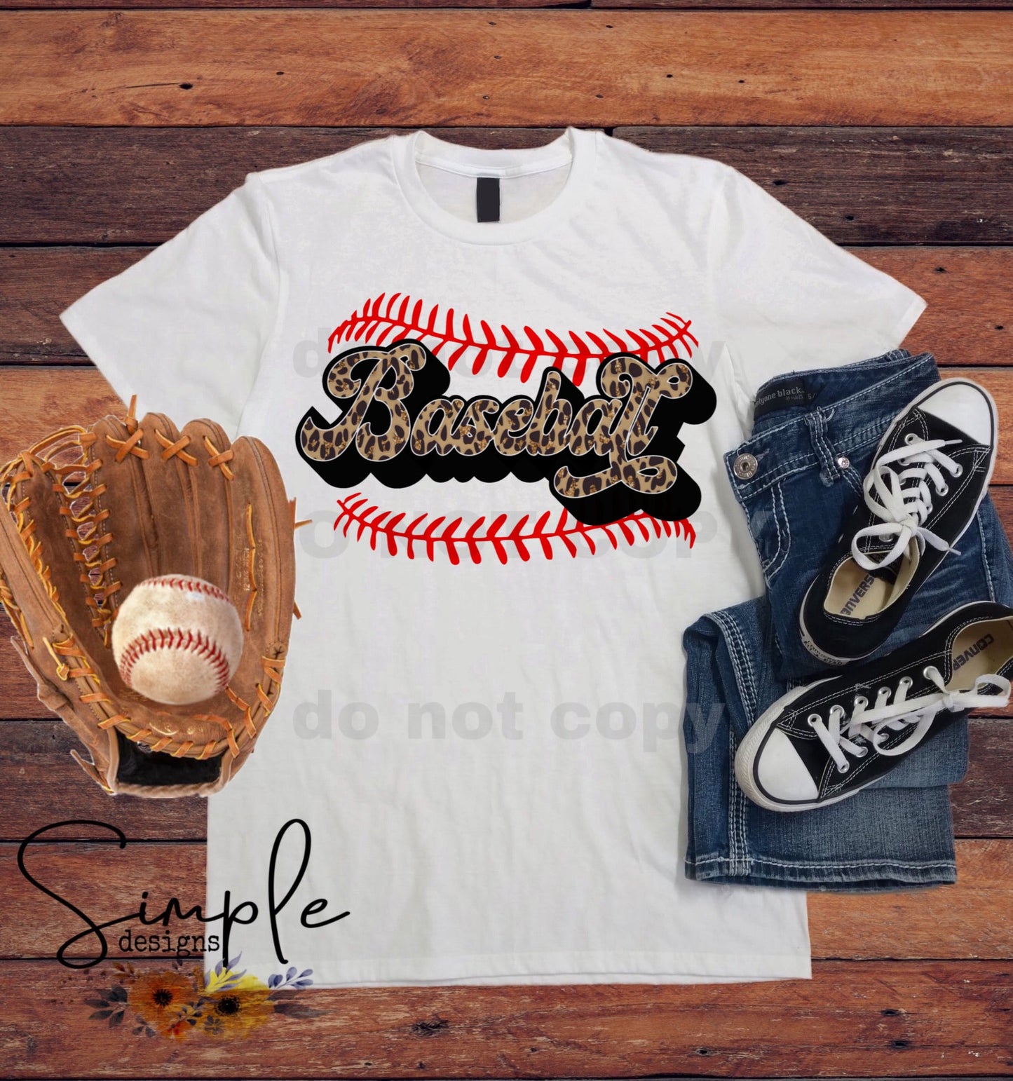 Baseball Leopard Print With Laces Sports Sublimation Heat Transfer Sheet