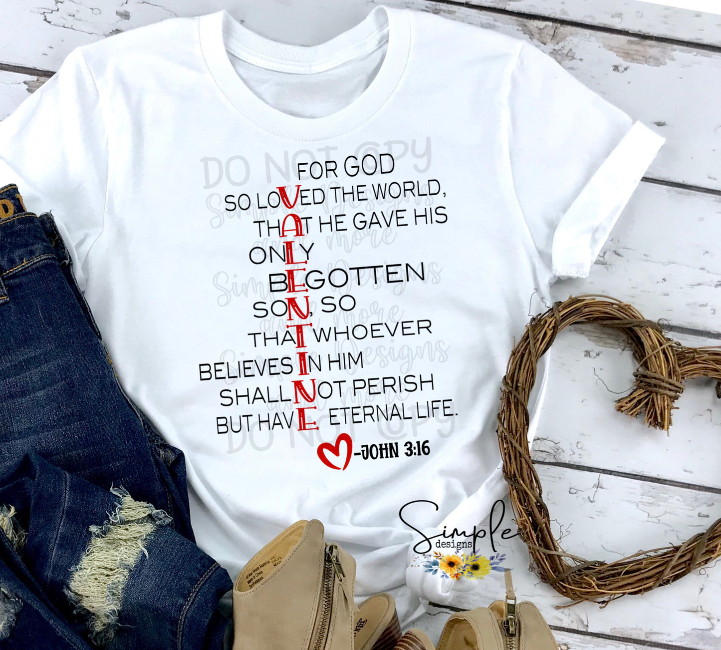 John 3:16 VALENTINE Sublimation Heat Transfer Sheets