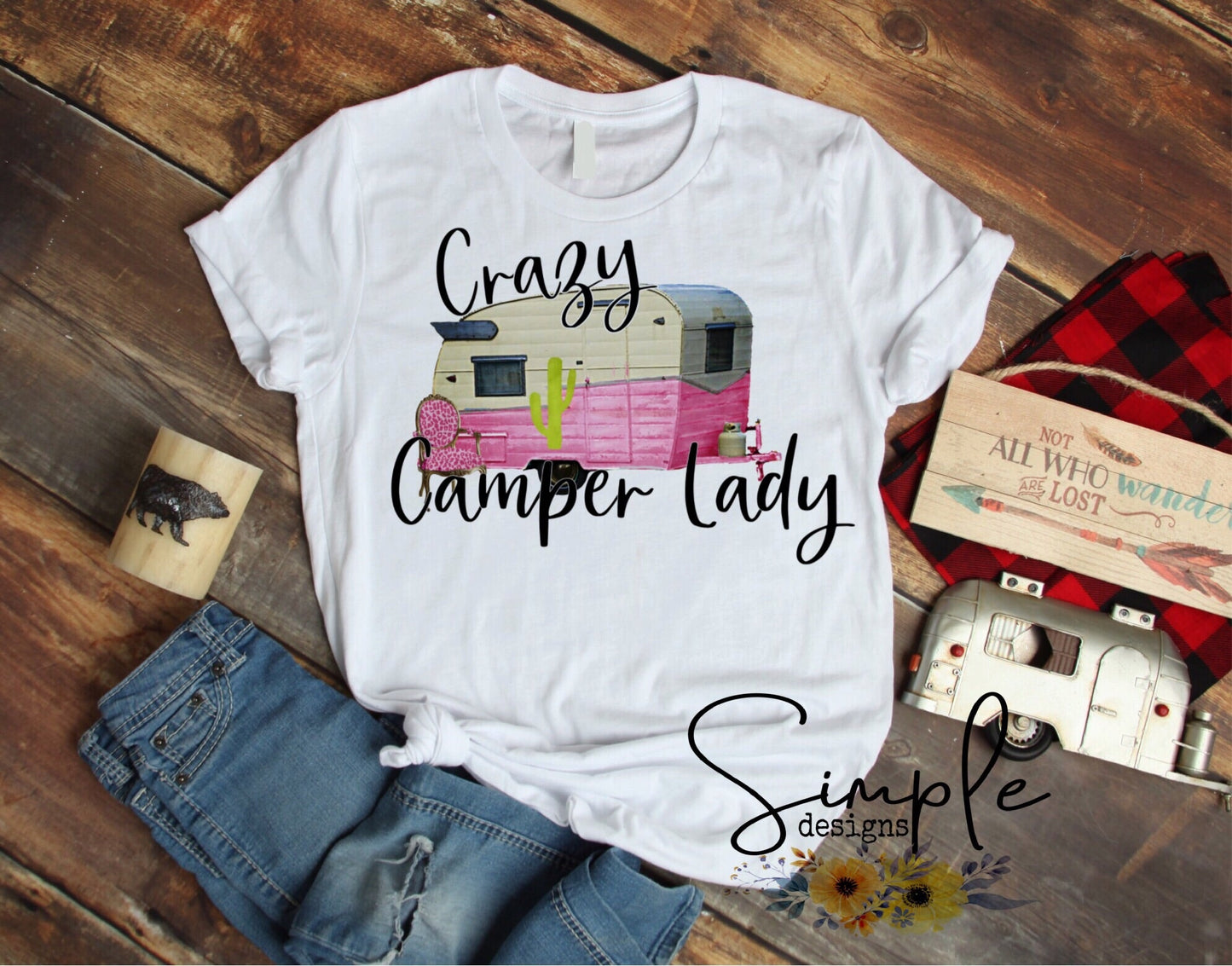 Crazy Camping Lady Sublimation Heat Transfer Sheet