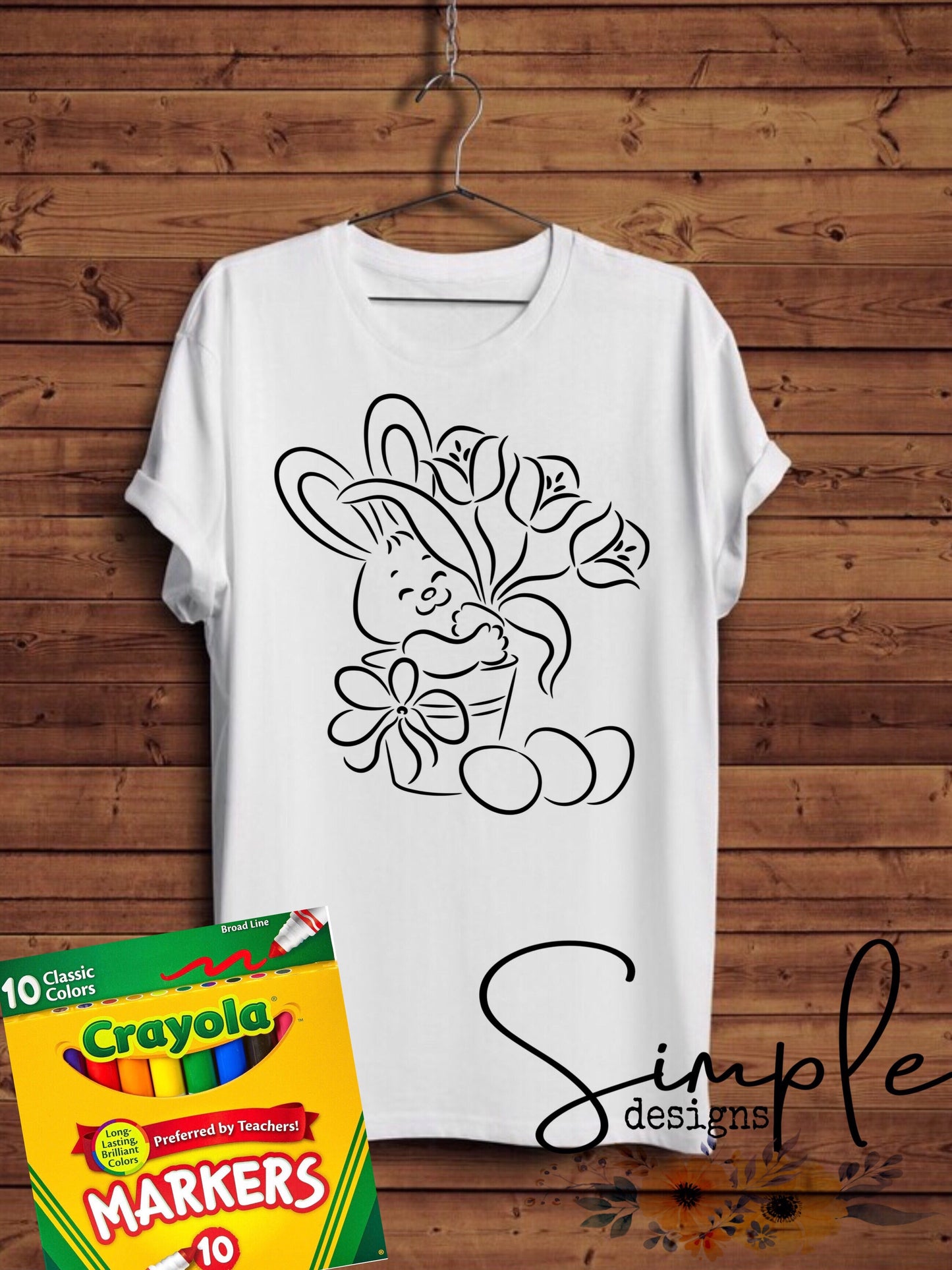 Easter Bunny with Tulips color It Sublimation Heat Transfer Sheet