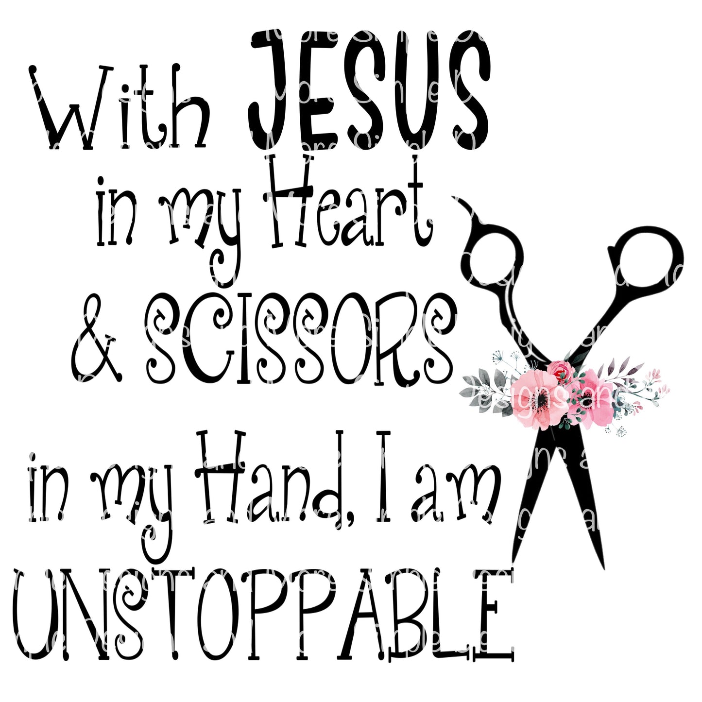 Hair Stylist With Jesus in My Heart and Scissors in My Hand Sublimation Heat Transfer Sheet
