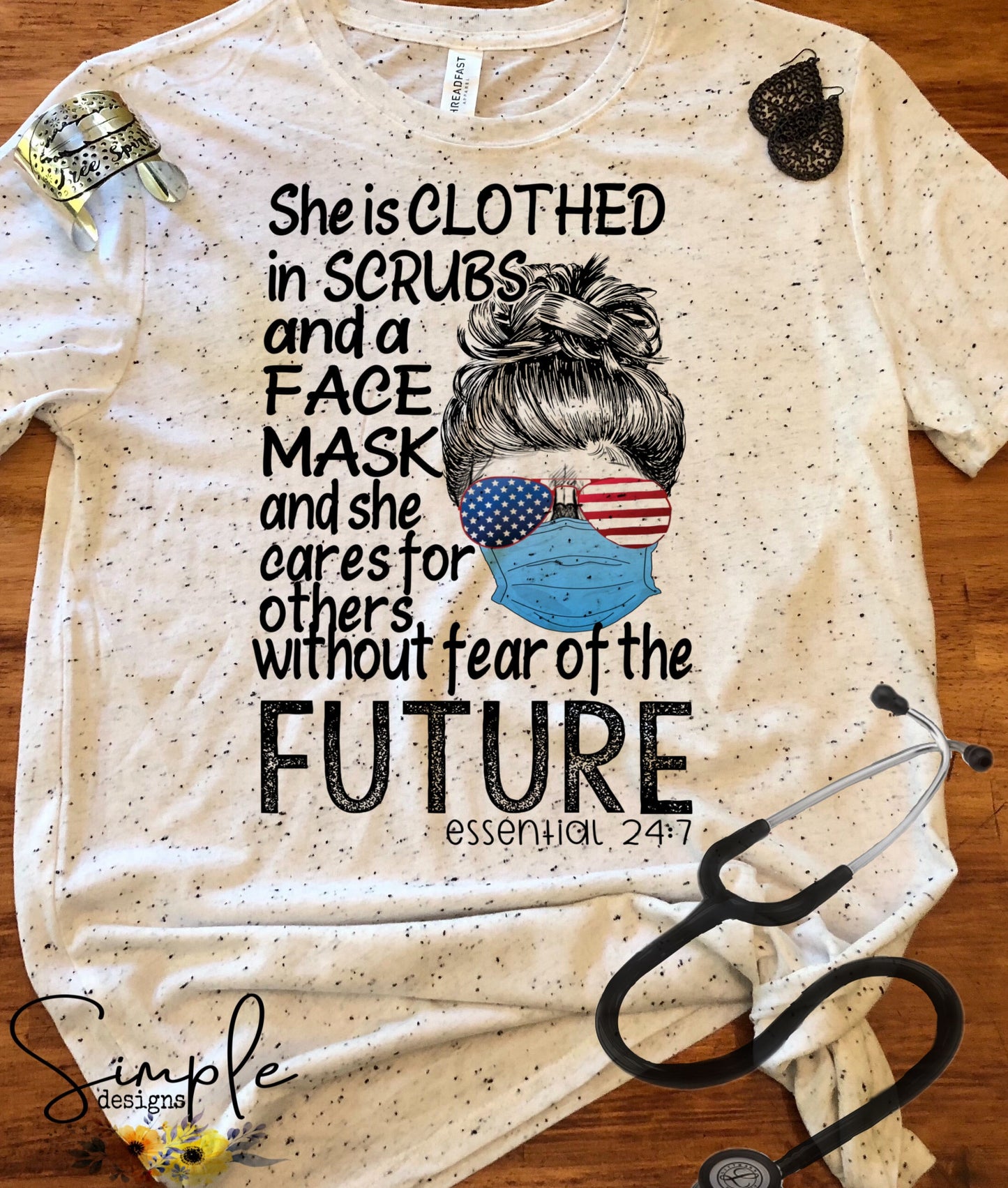 She is clothed in a face mask Sublimation Heat Transfer Sheets